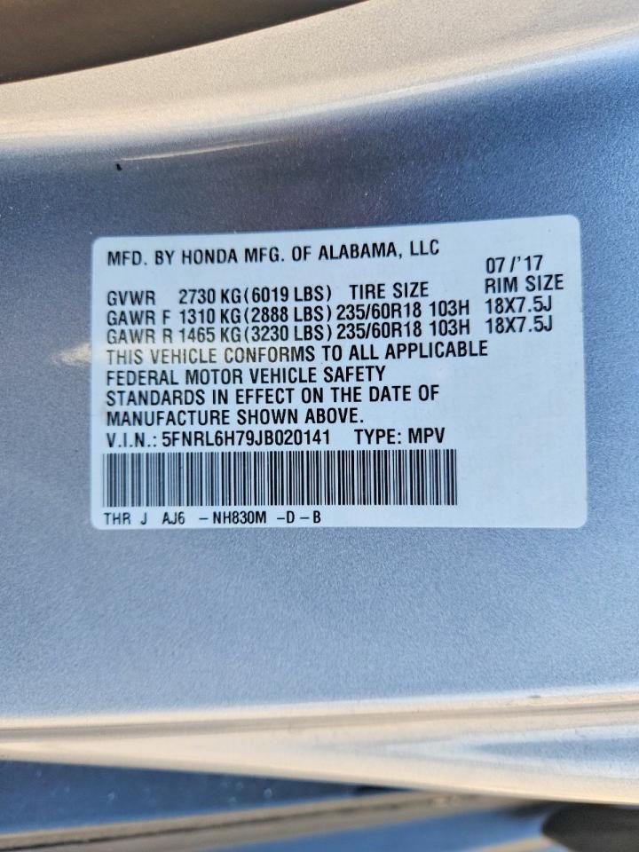 2018 Honda Odyssey Exl Silver vin: 5FNRL6H79JB020141