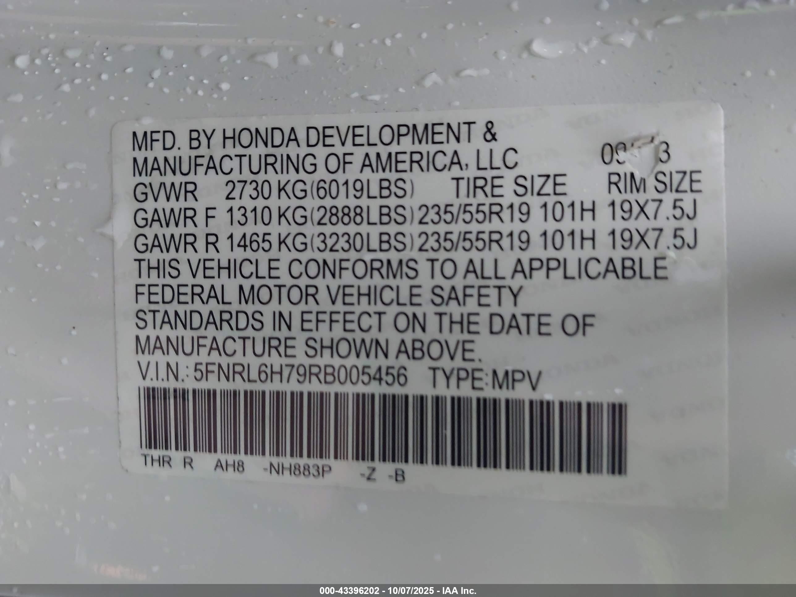 2024 Honda Odyssey Sport White vin: 5FNRL6H79RB005456