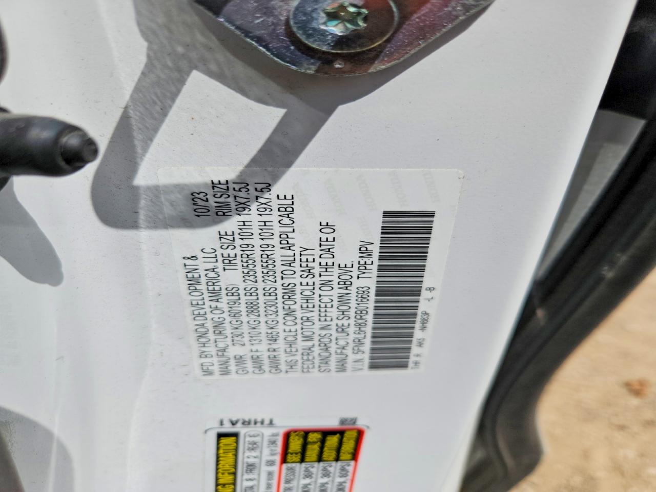 2024 Honda Odyssey Touring White vin: 5FNRL6H80RB016693