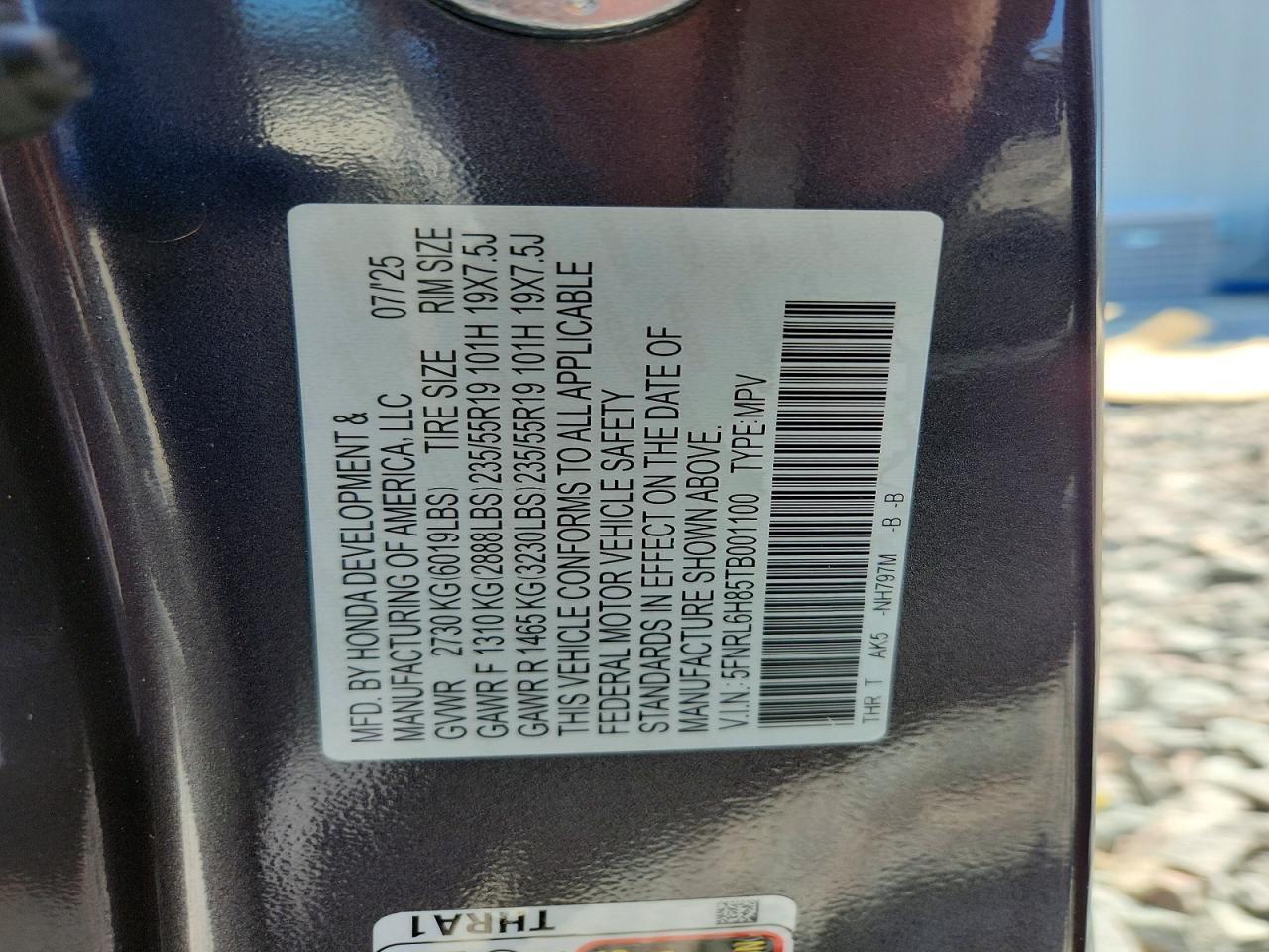 2026 Honda Odyssey Touring Серый vin: 5FNRL6H85TB001100