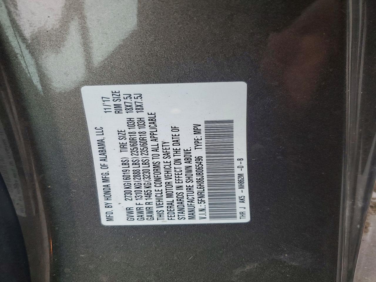 2018 Honda Odyssey Touring Brown vin: 5FNRL6H86JB065496