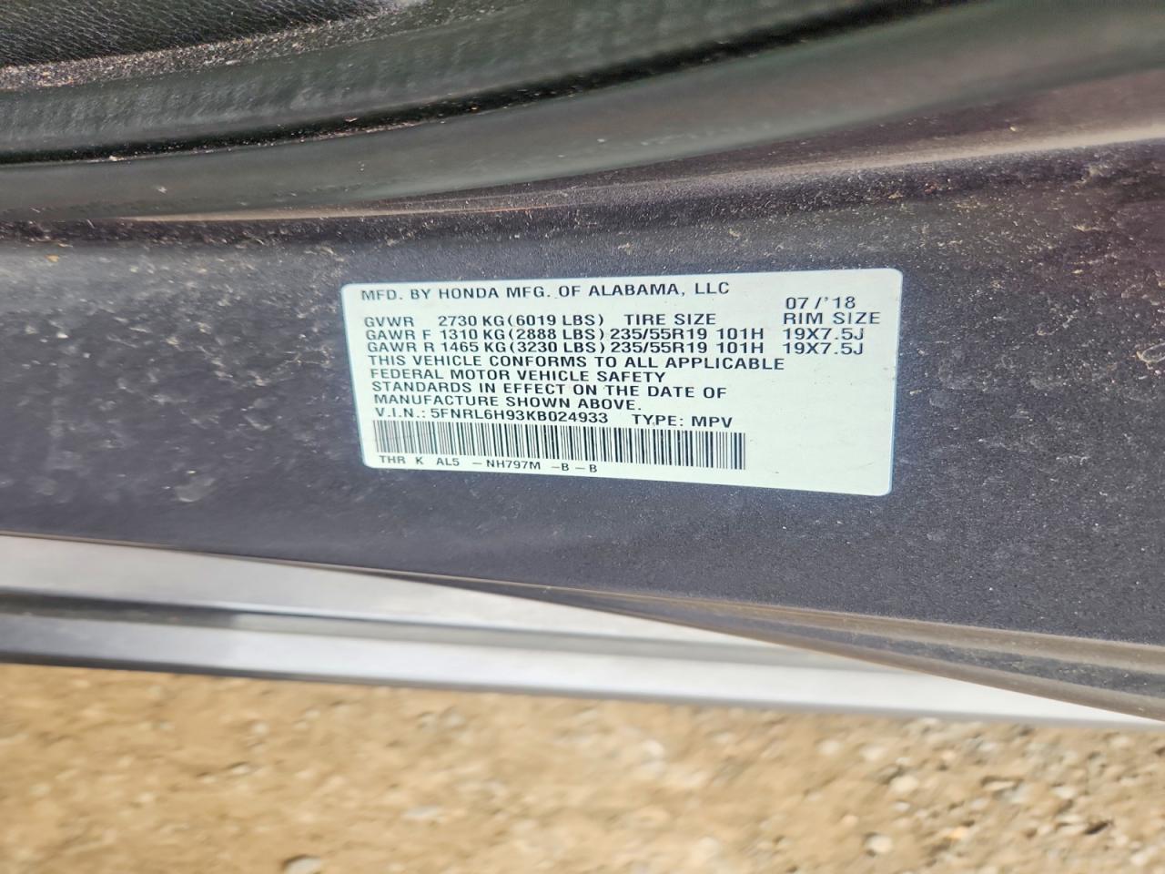 2019 Honda Odyssey Elite Gray vin: 5FNRL6H93KB024933