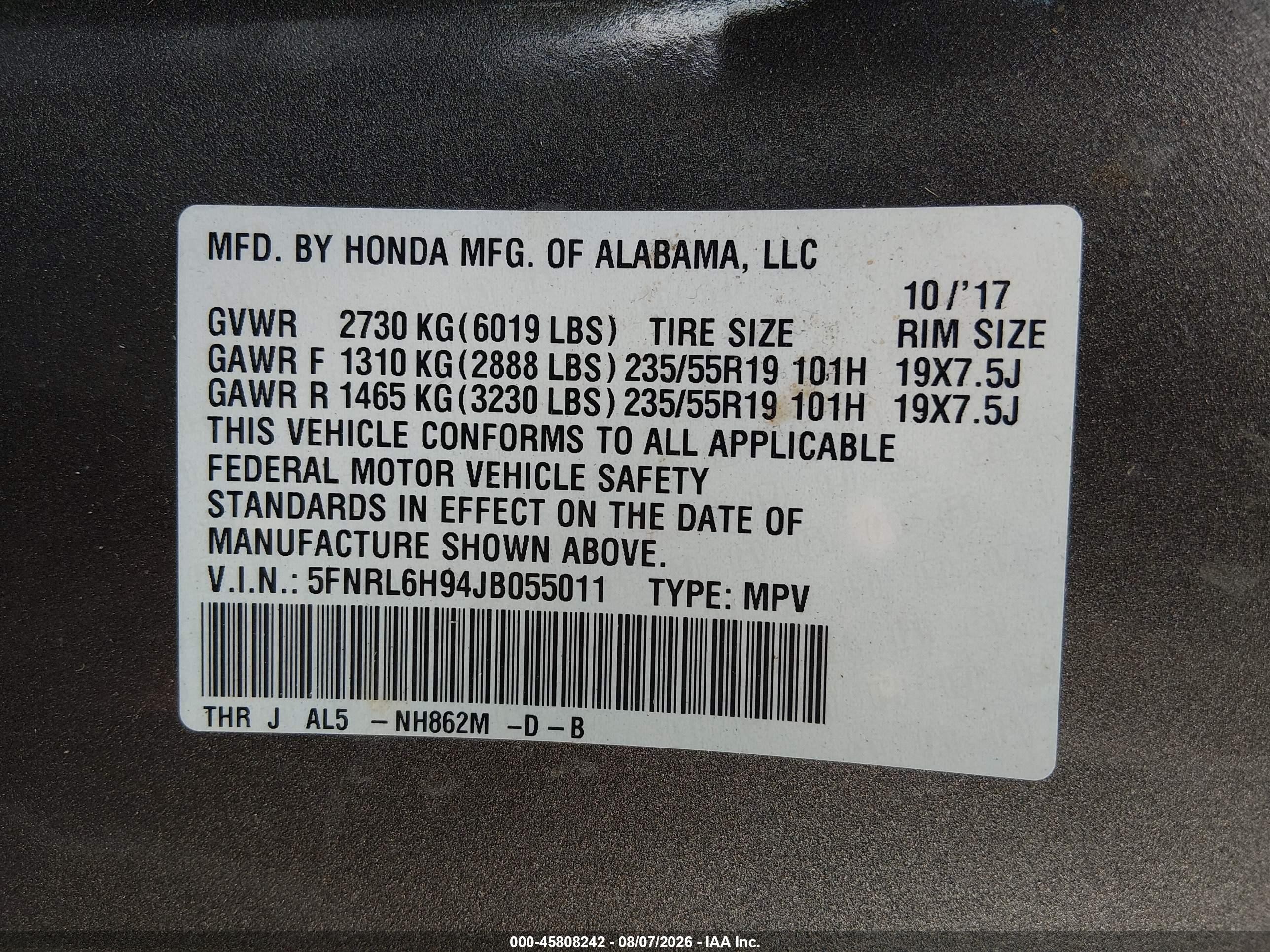 2018 Honda Odyssey Elite Brown vin: 5FNRL6H94JB055011