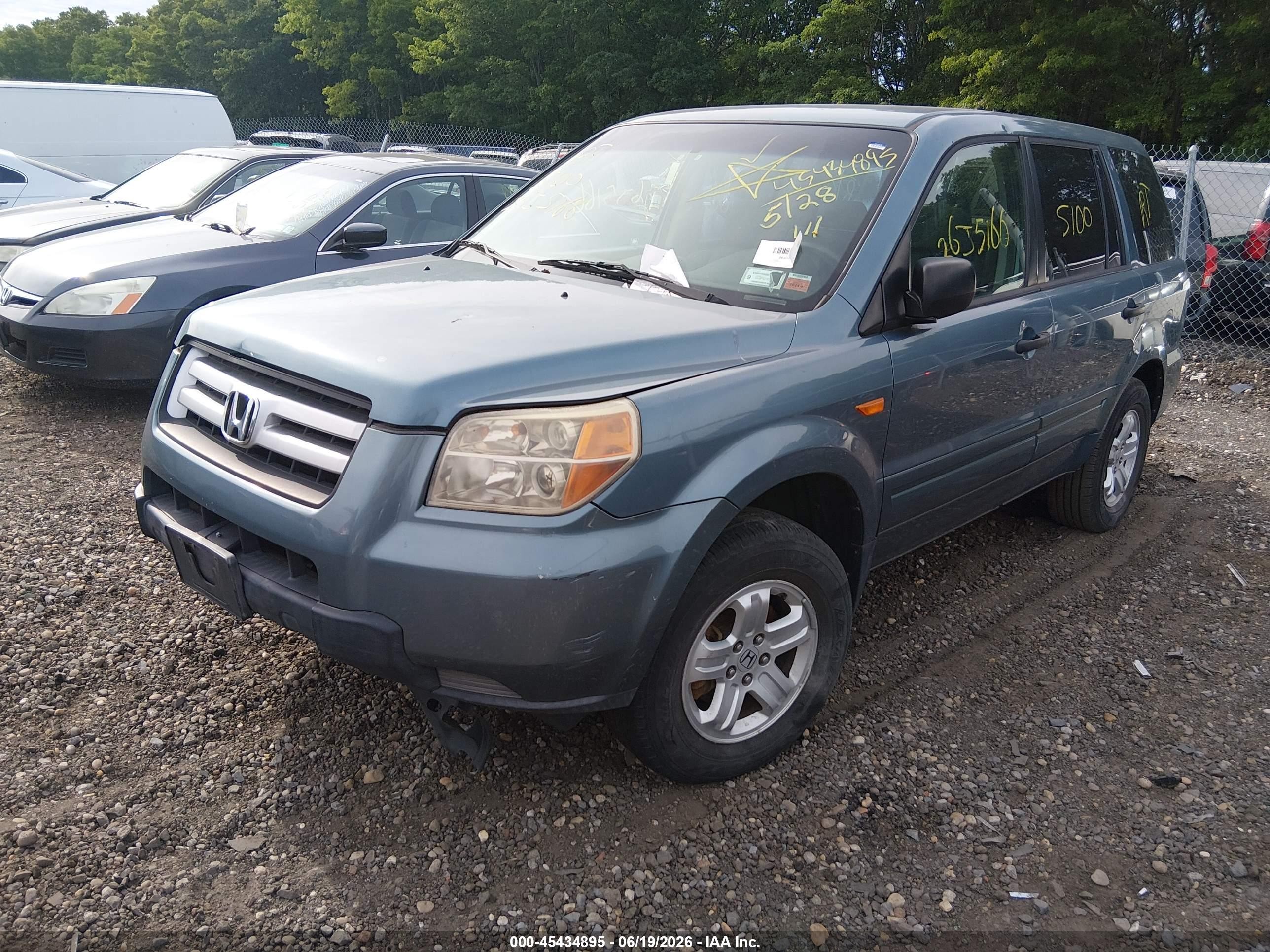 2007 Honda Pilot Lx Blue vin: 5FNYF18157B018641