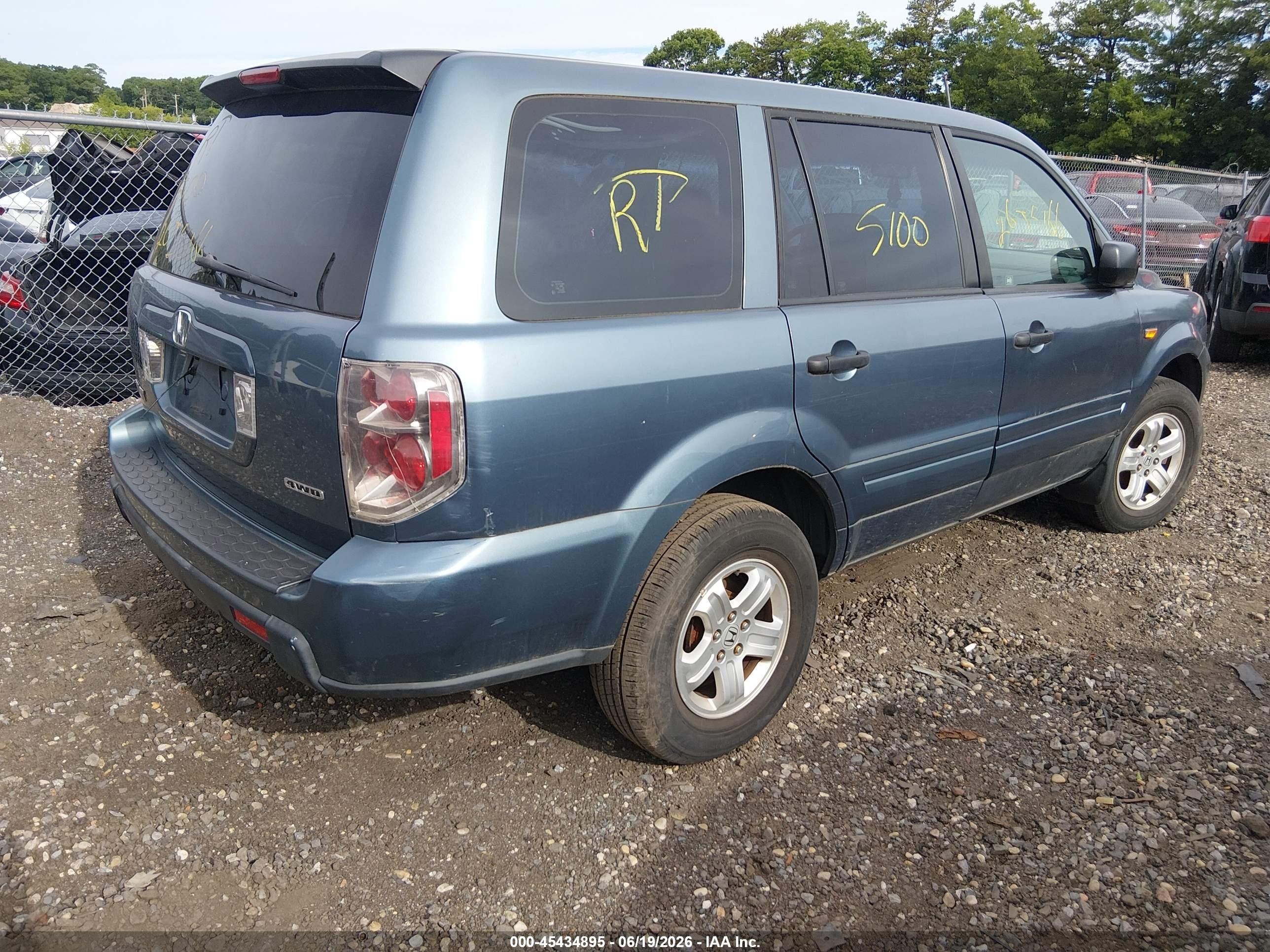 2007 Honda Pilot Lx Blue vin: 5FNYF18157B018641