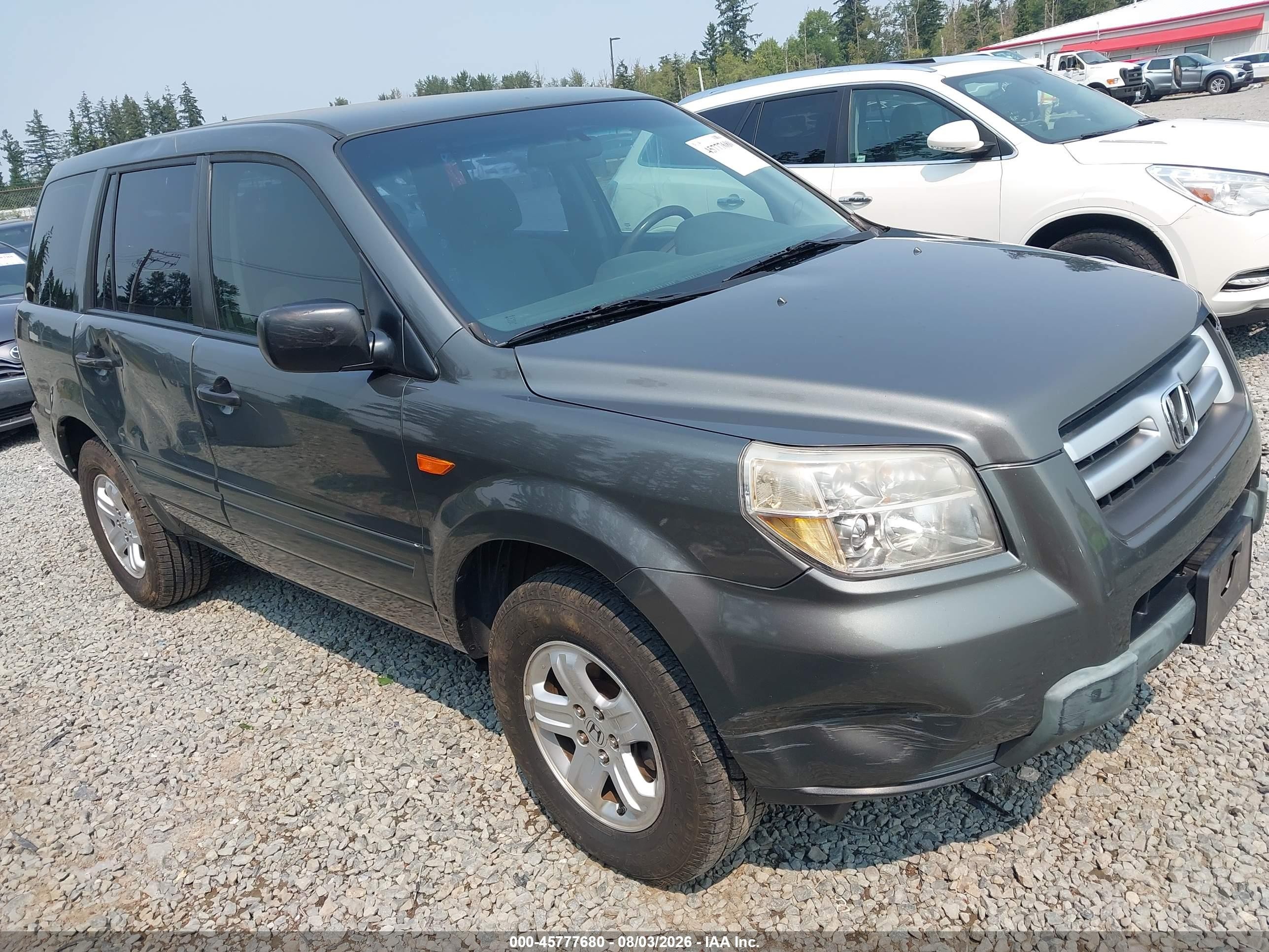 2007 Honda Pilot Lx Gray vin: 5FNYF18167B032838