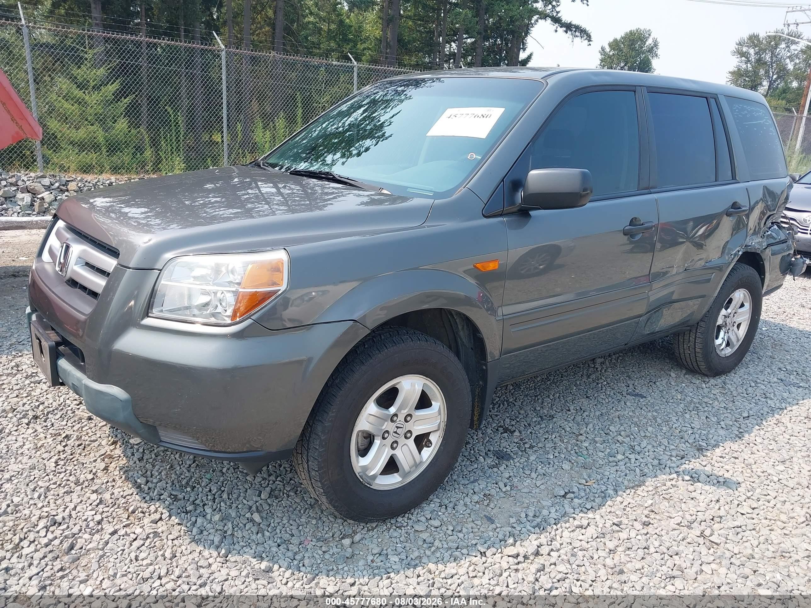 2007 Honda Pilot Lx Серый vin: 5FNYF18167B032838
