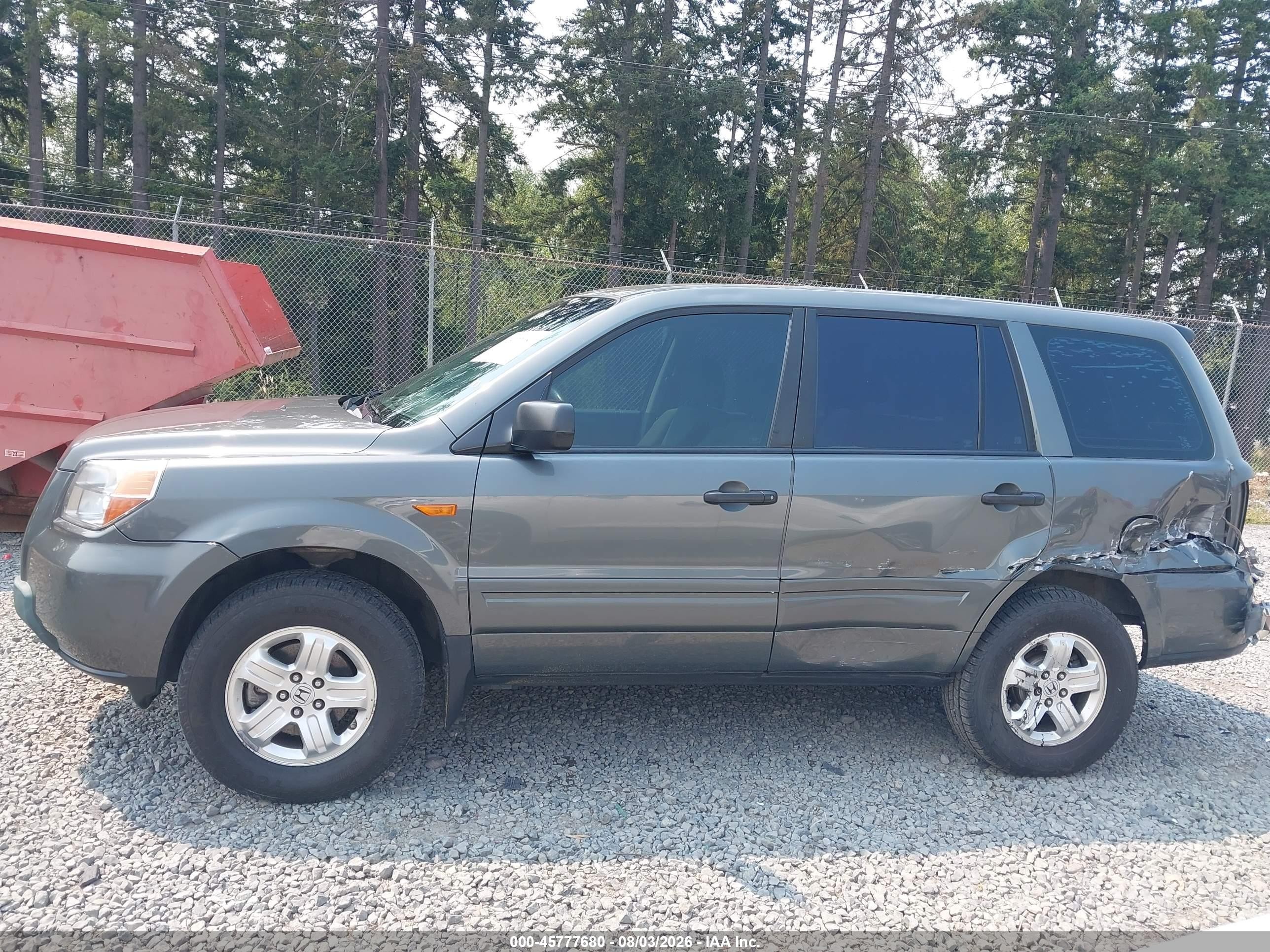 2007 Honda Pilot Lx Серый vin: 5FNYF18167B032838