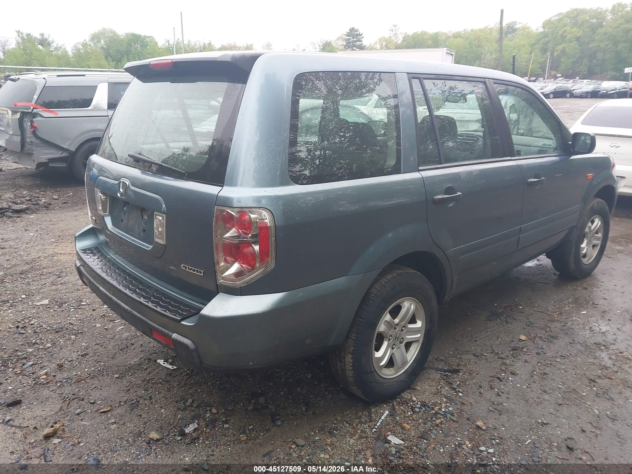 2006 Honda Pilot Lx Blue vin: 5FNYF18196B016342
