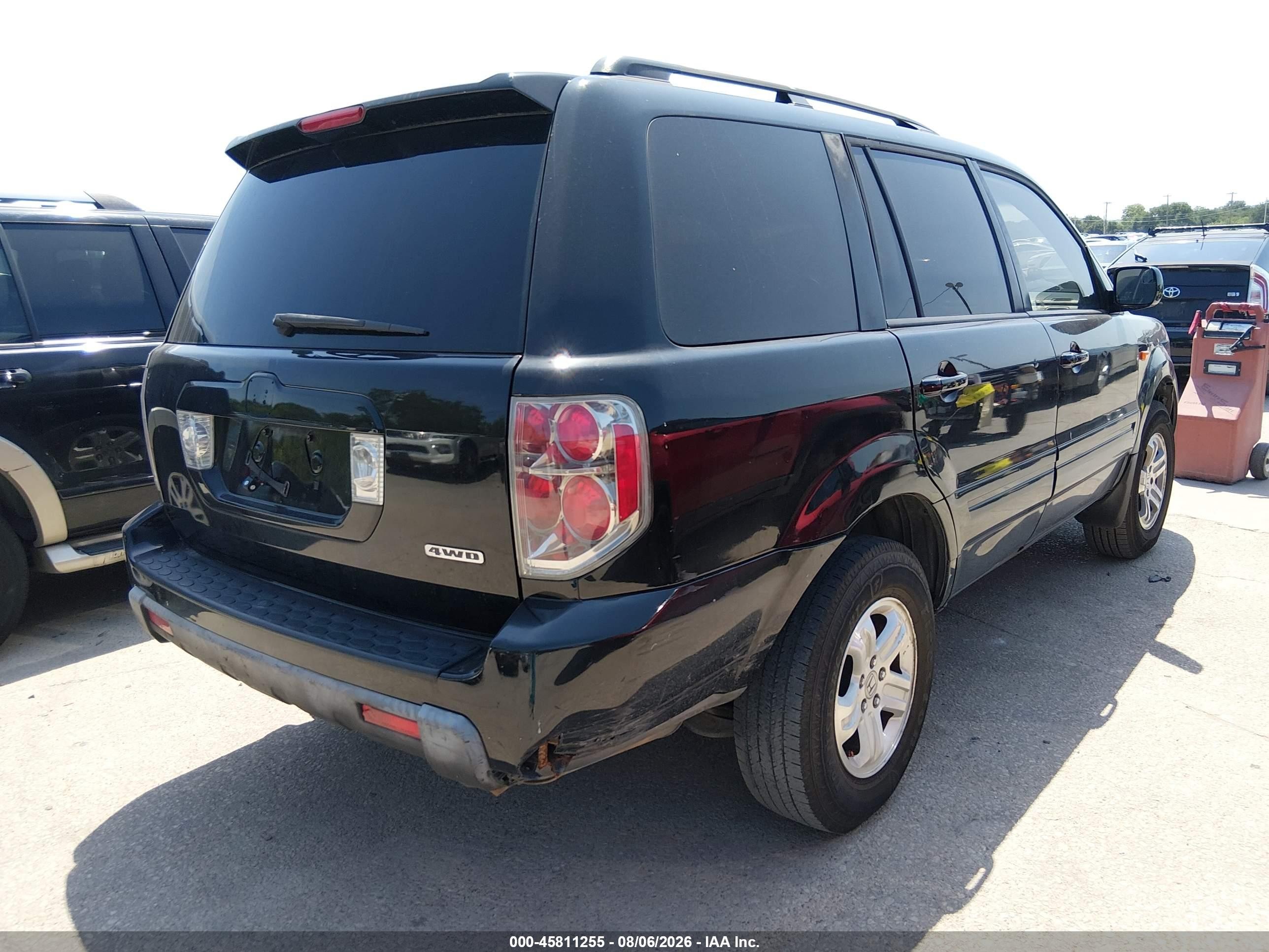 2008 Honda Pilot Vp Black vin: 5FNYF18238B049364