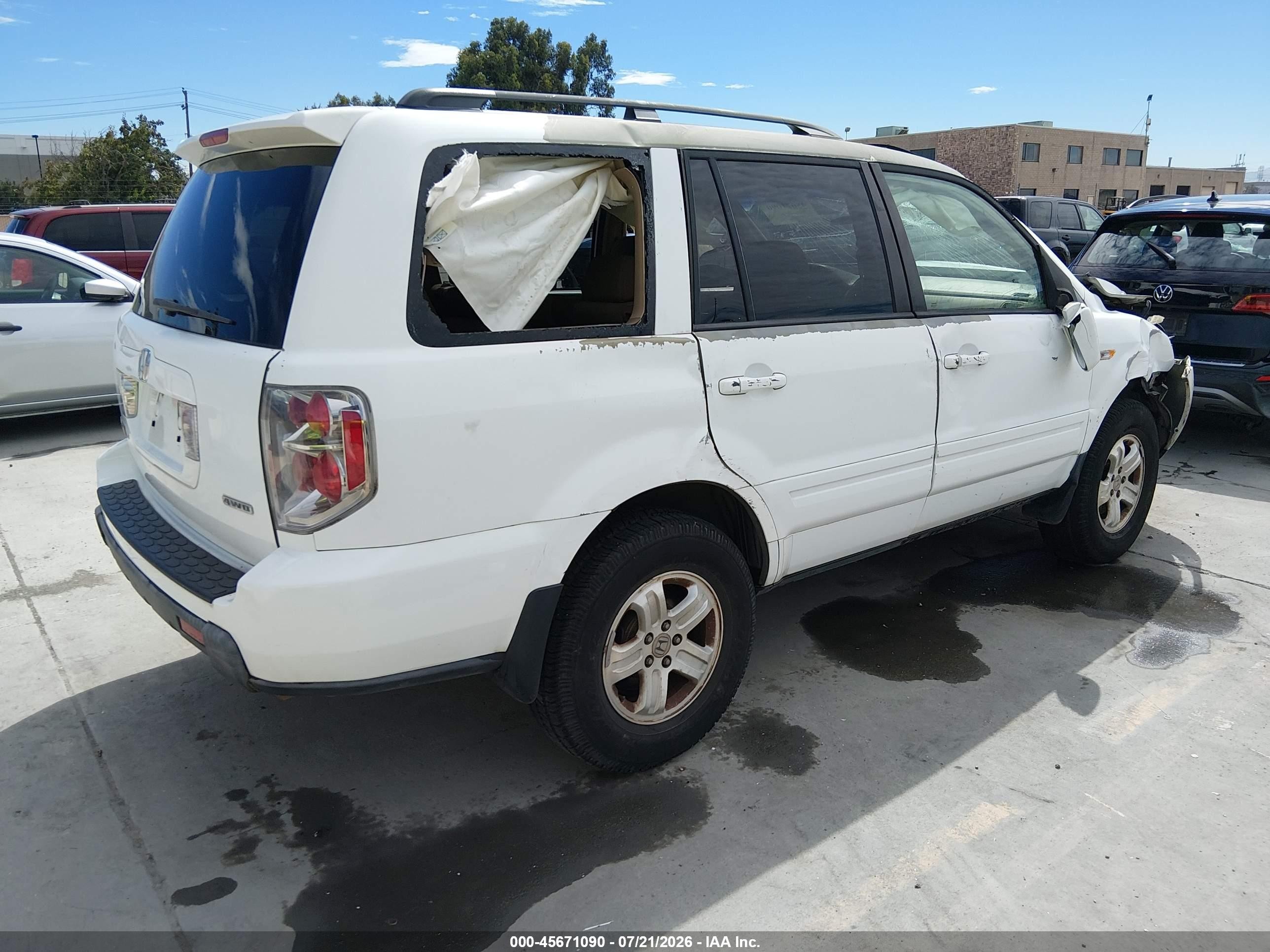 2008 Honda Pilot Vp White vin: 5FNYF18248B046148