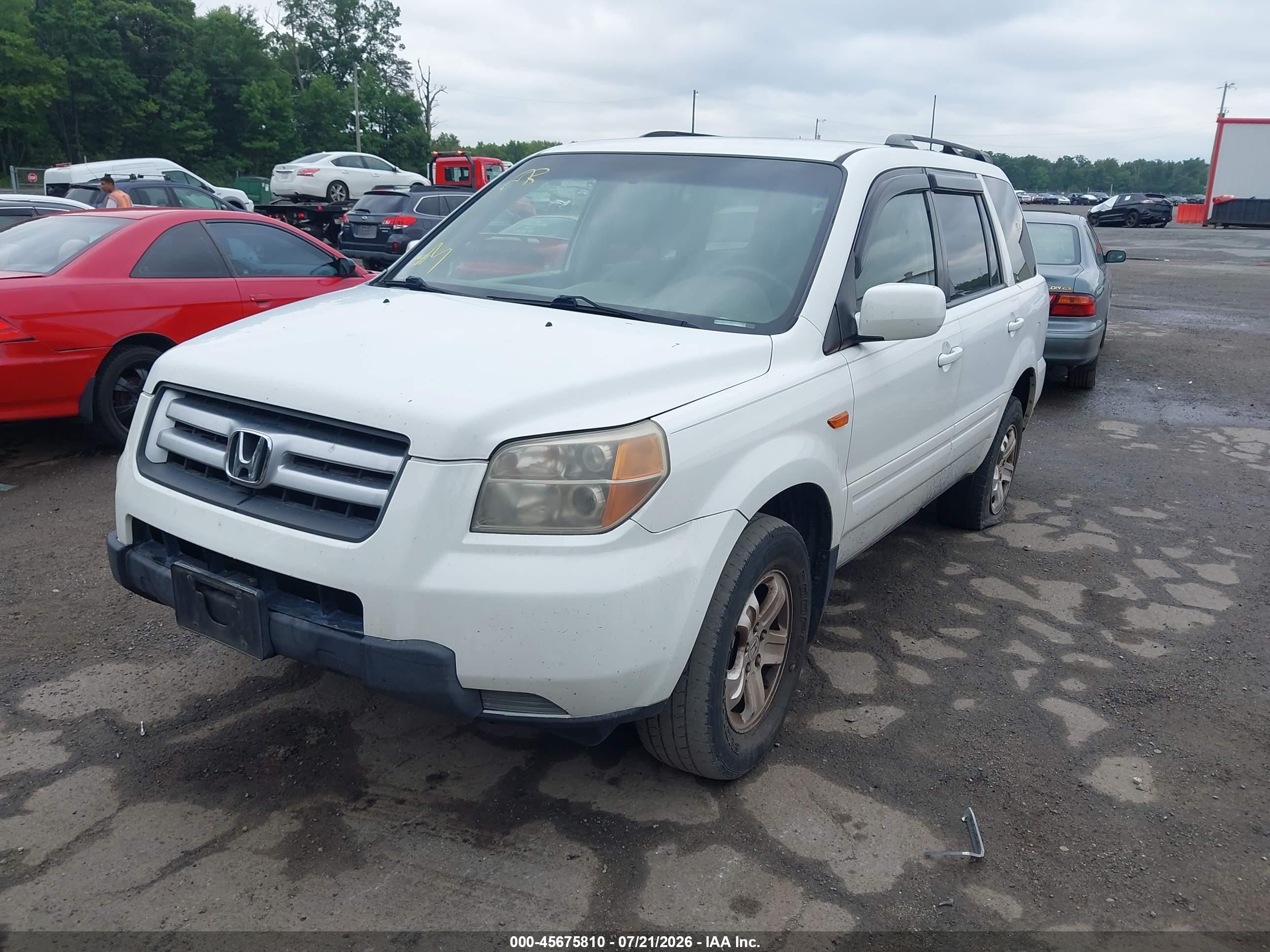 2008 Honda Pilot Vp White vin: 5FNYF18288B014321