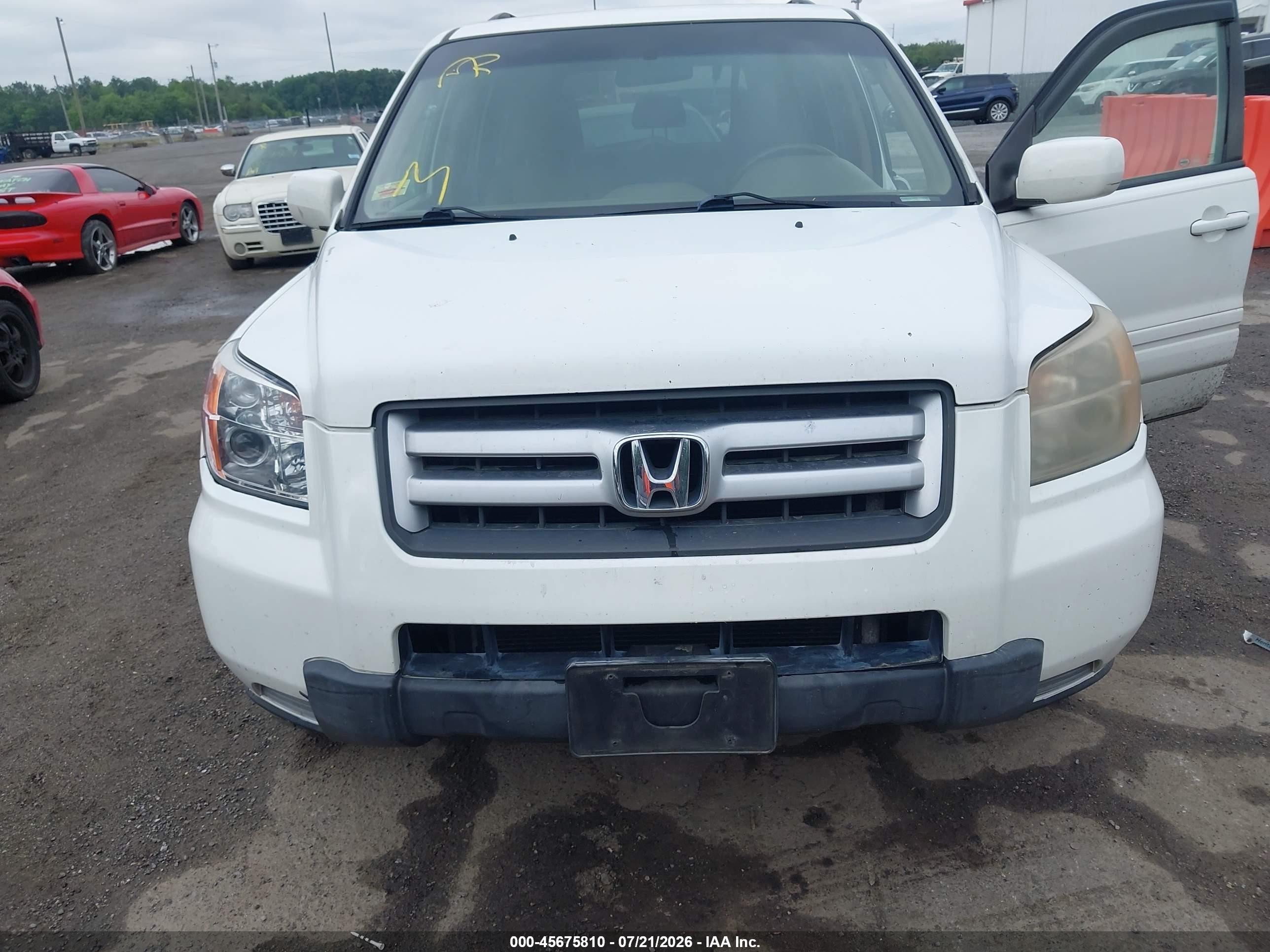 2008 Honda Pilot Vp White vin: 5FNYF18288B014321