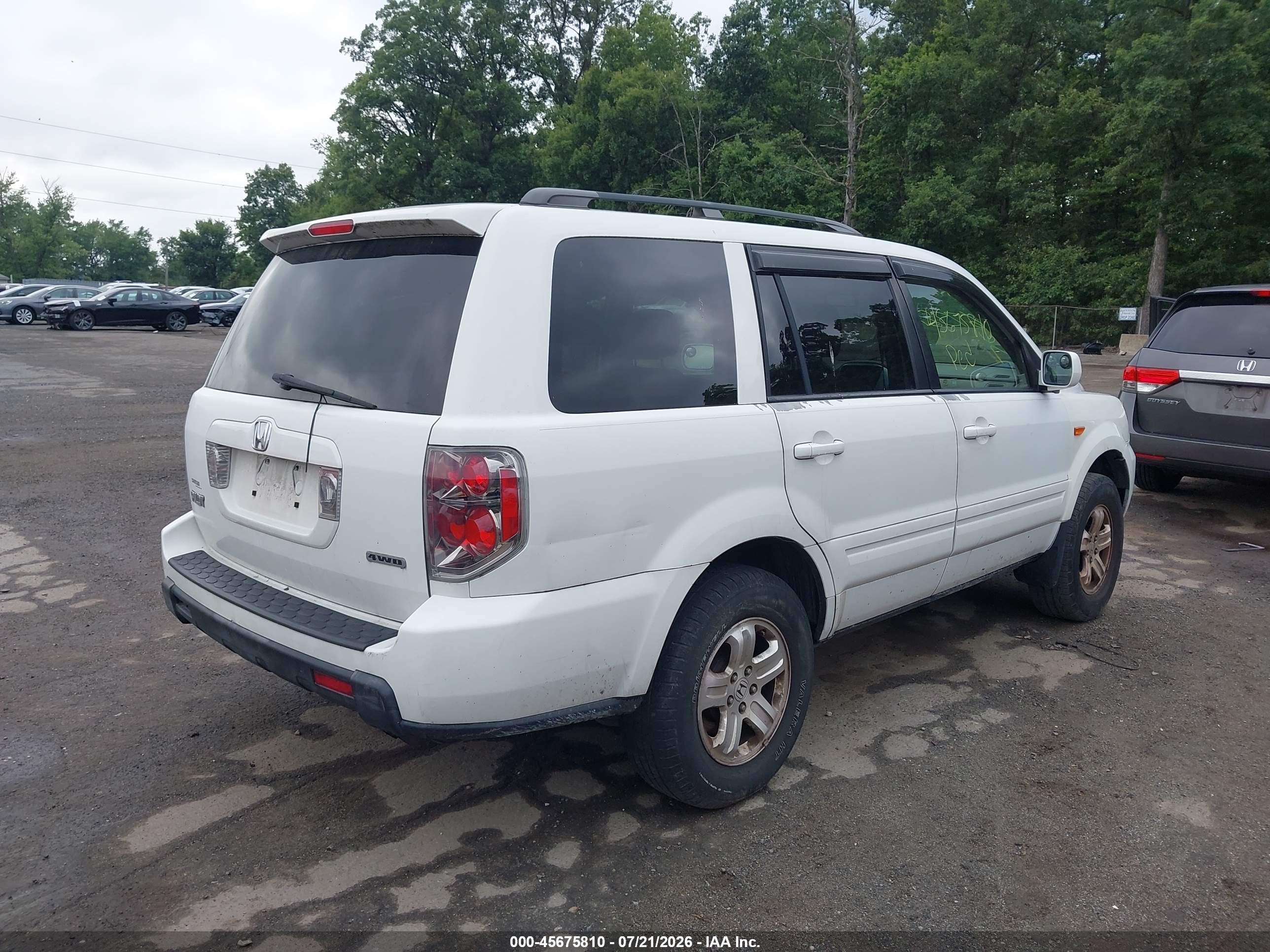 2008 Honda Pilot Vp White vin: 5FNYF18288B014321