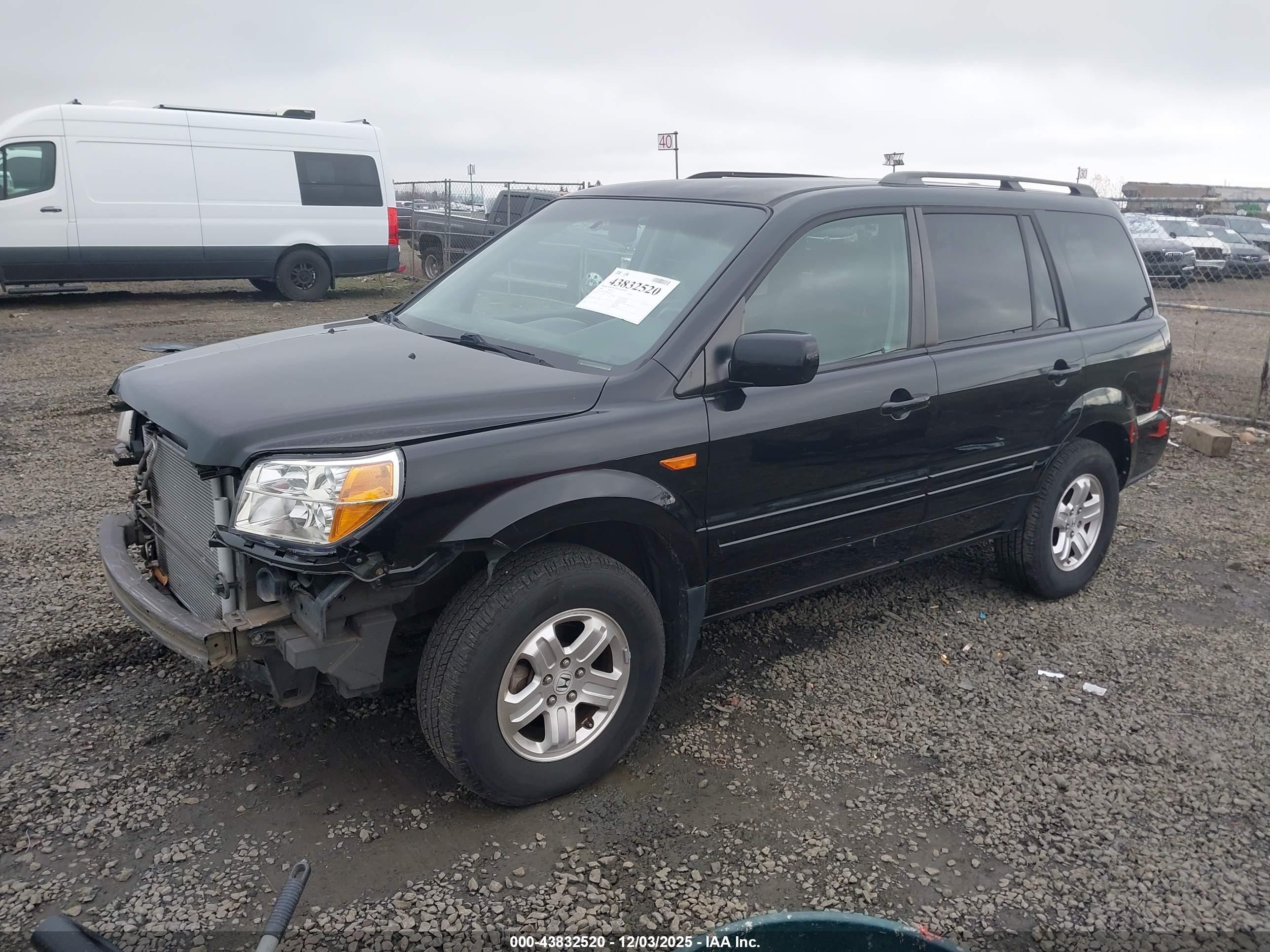 2008 Honda Pilot Vp Black vin: 5FNYF18298B005739