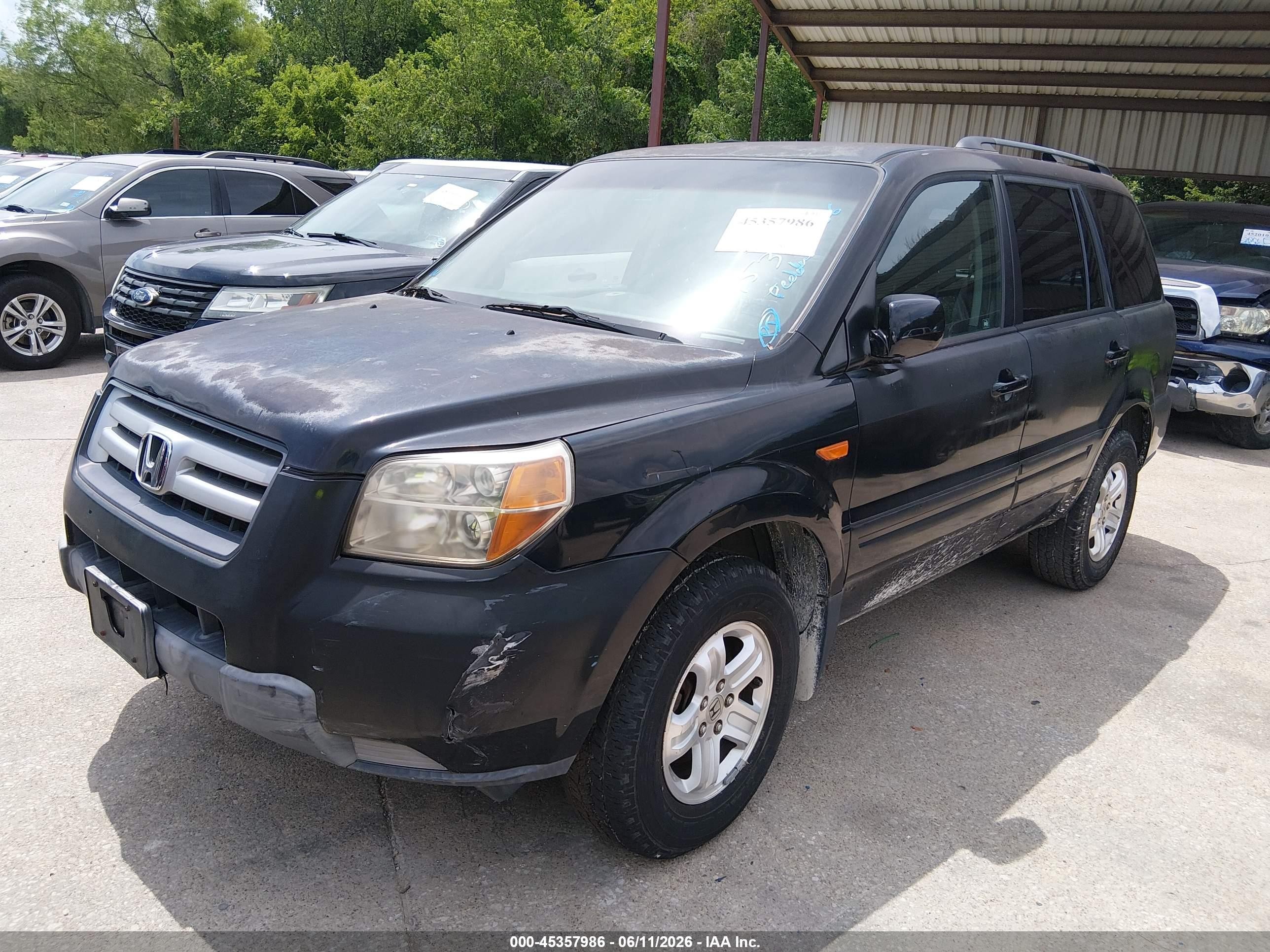 2008 Honda Pilot Vp Black vin: 5FNYF182X8B043125