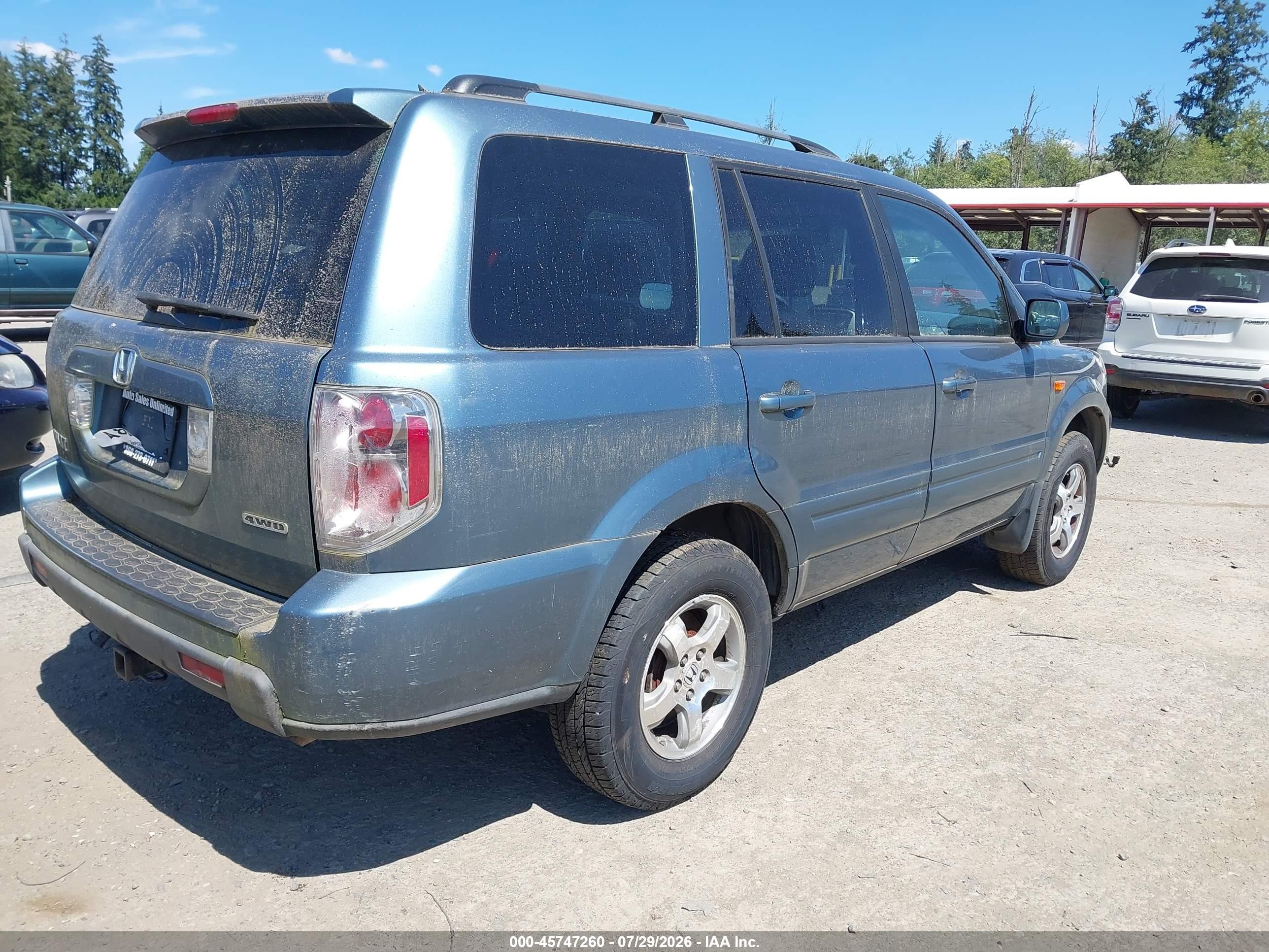 2008 Honda Pilot Se Blue vin: 5FNYF18368B038528
