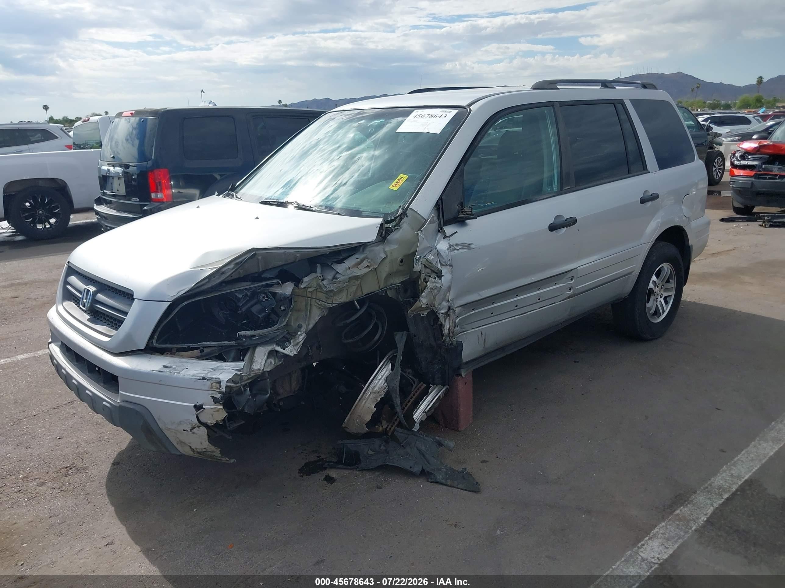 2005 Honda Pilot Ex Silver vin: 5FNYF18425B066766