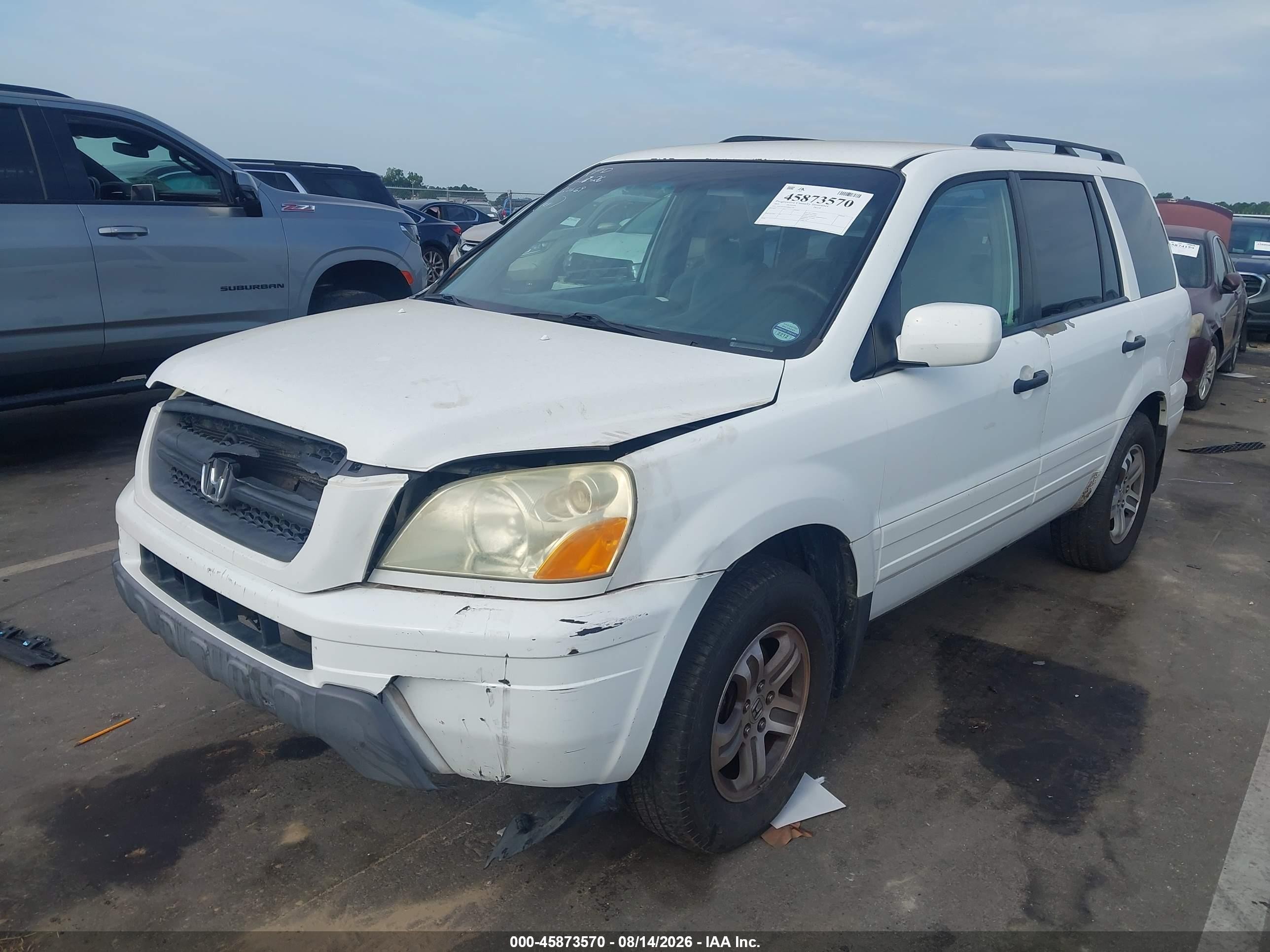 2005 Honda Pilot Ex White vin: 5FNYF18435B041584