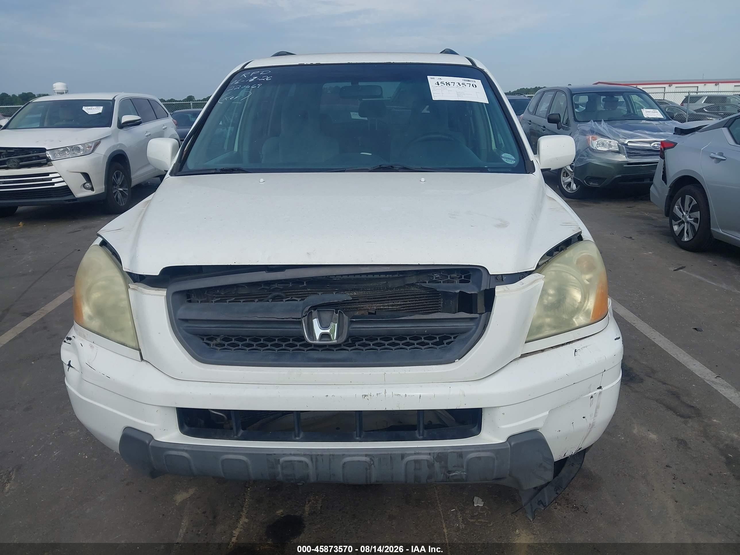 2005 Honda Pilot Ex White vin: 5FNYF18435B041584