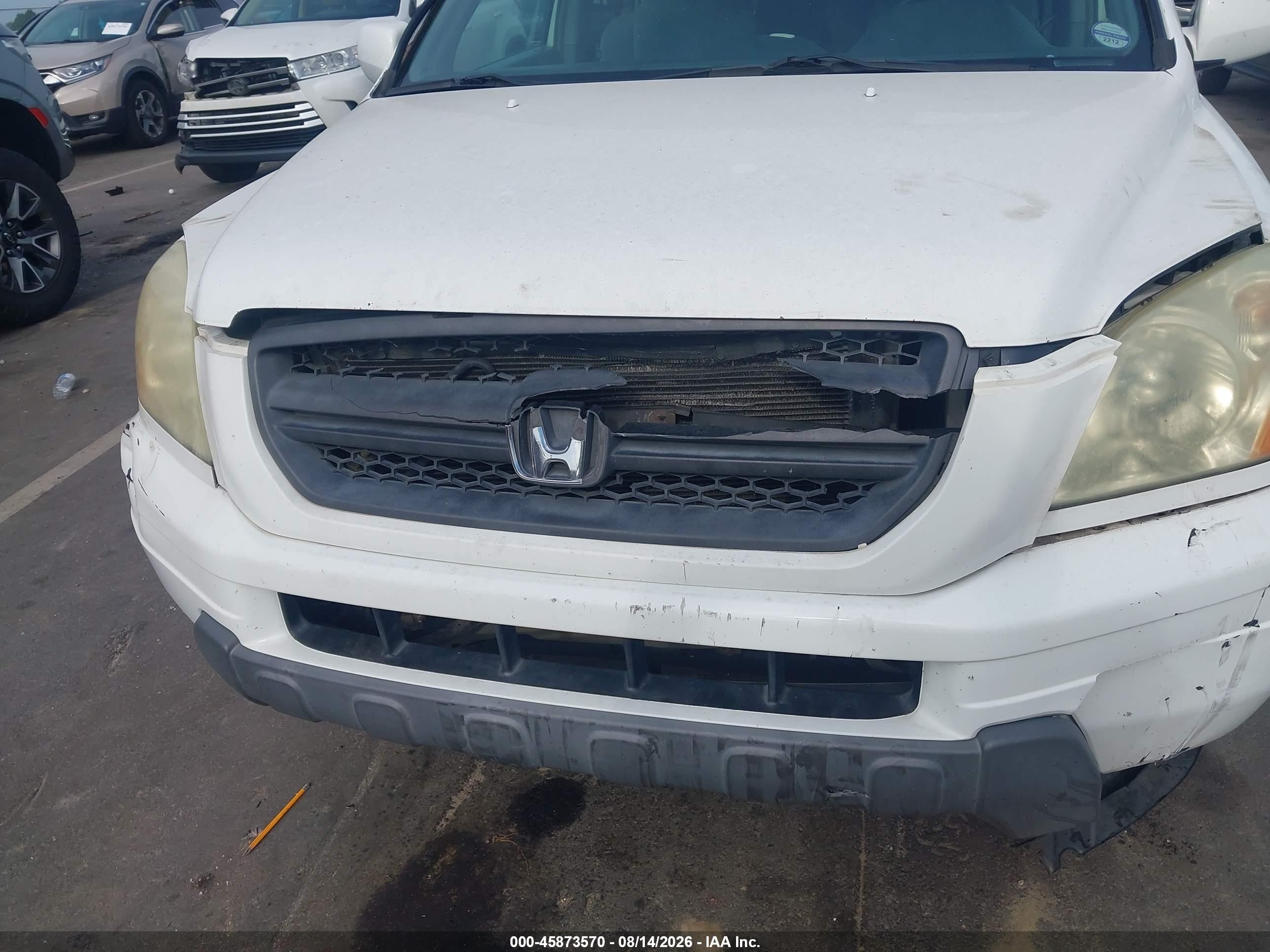2005 Honda Pilot Ex White vin: 5FNYF18435B041584