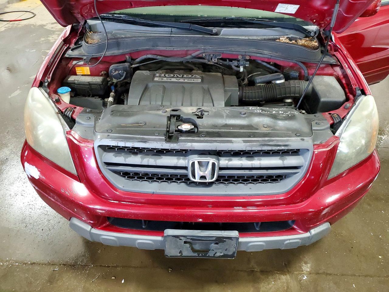2005 Honda Pilot Ex Maroon vin: 5FNYF18435B047577