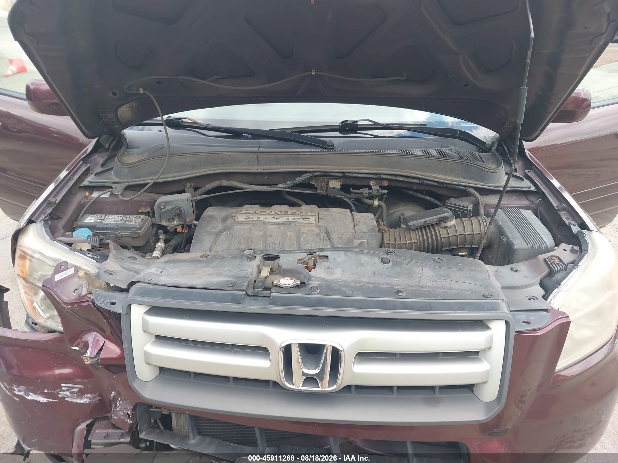 2008 Honda Pilot Ex Burgundy vin: 5FNYF18448B025415