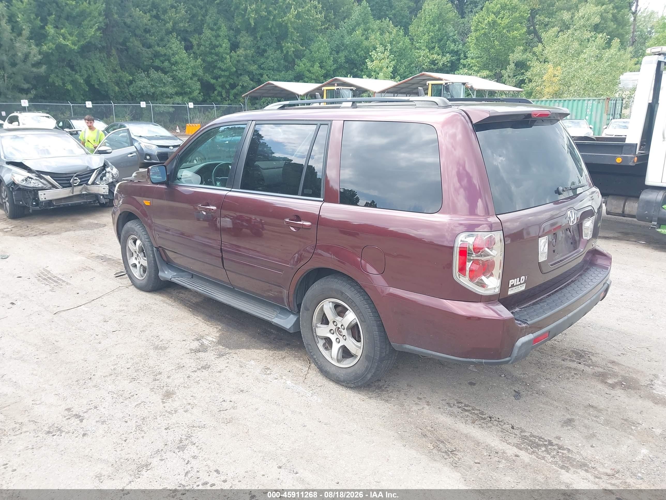 2008 Honda Pilot Ex Burgundy vin: 5FNYF18448B025415