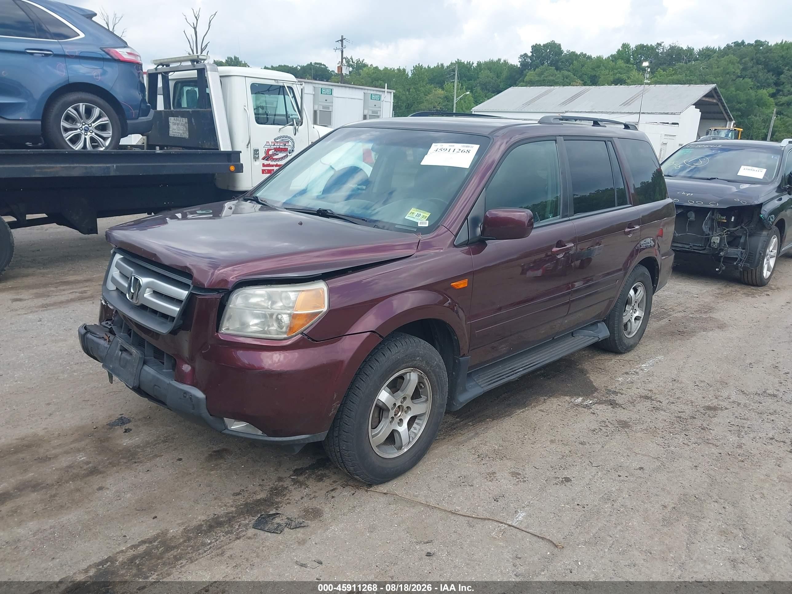 2008 Honda Pilot Ex Burgundy vin: 5FNYF18448B025415