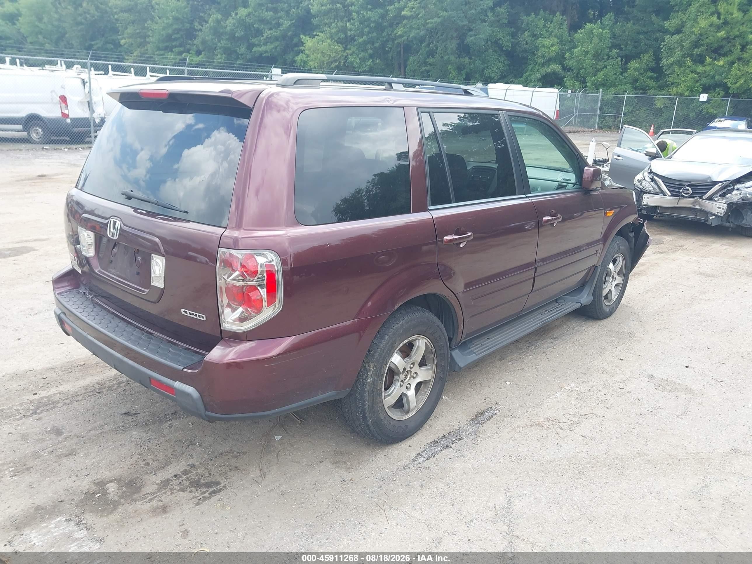 2008 Honda Pilot Ex Burgundy vin: 5FNYF18448B025415