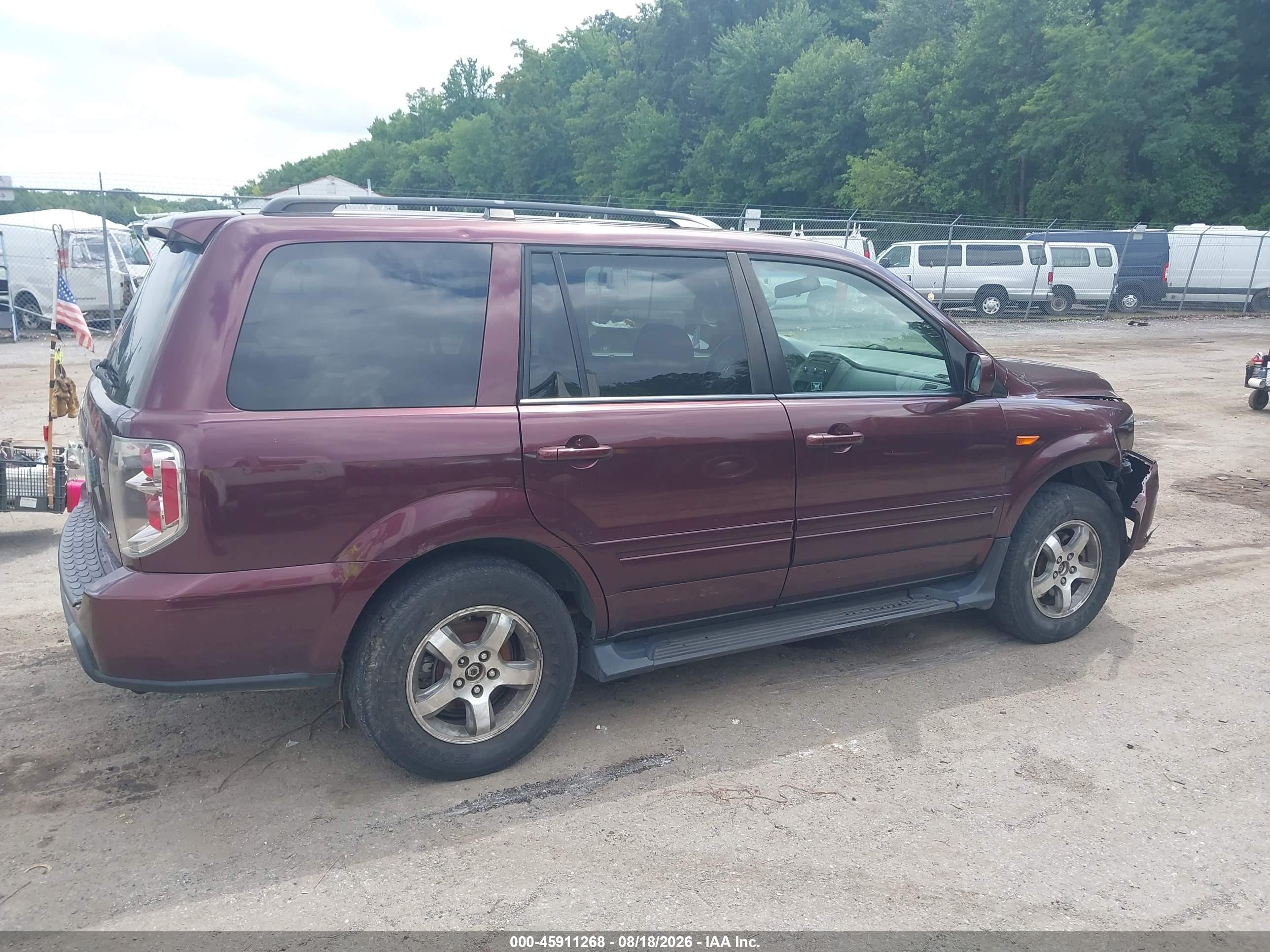 2008 Honda Pilot Ex Burgundy vin: 5FNYF18448B025415