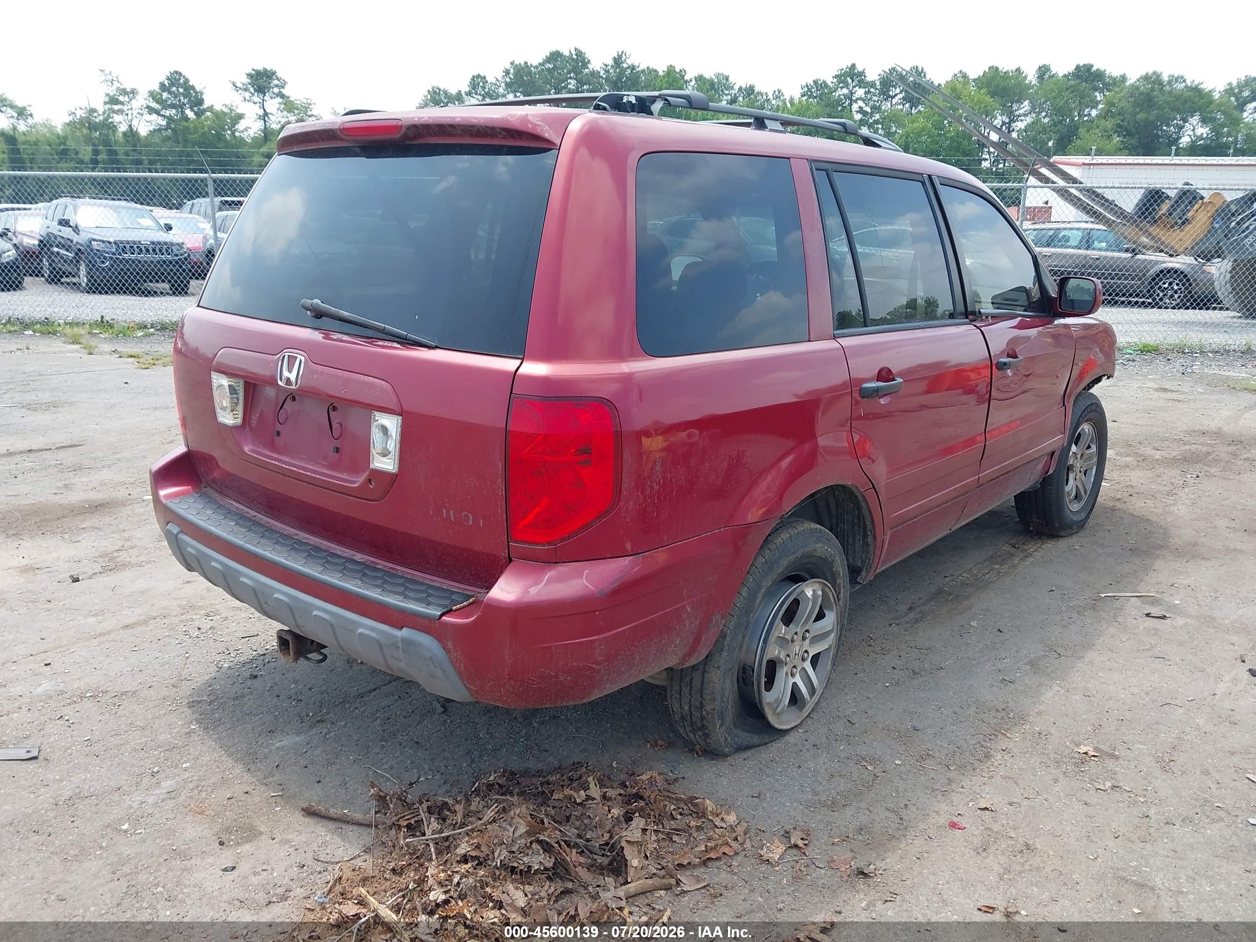 2005 Honda Pilot Ex Burgundy vin: 5FNYF18465B020048