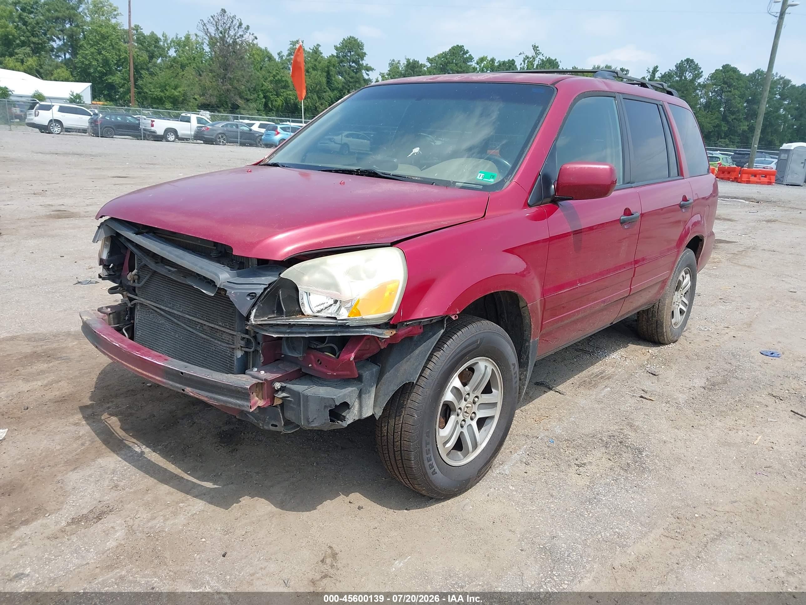 2005 Honda Pilot Ex Burgundy vin: 5FNYF18465B020048