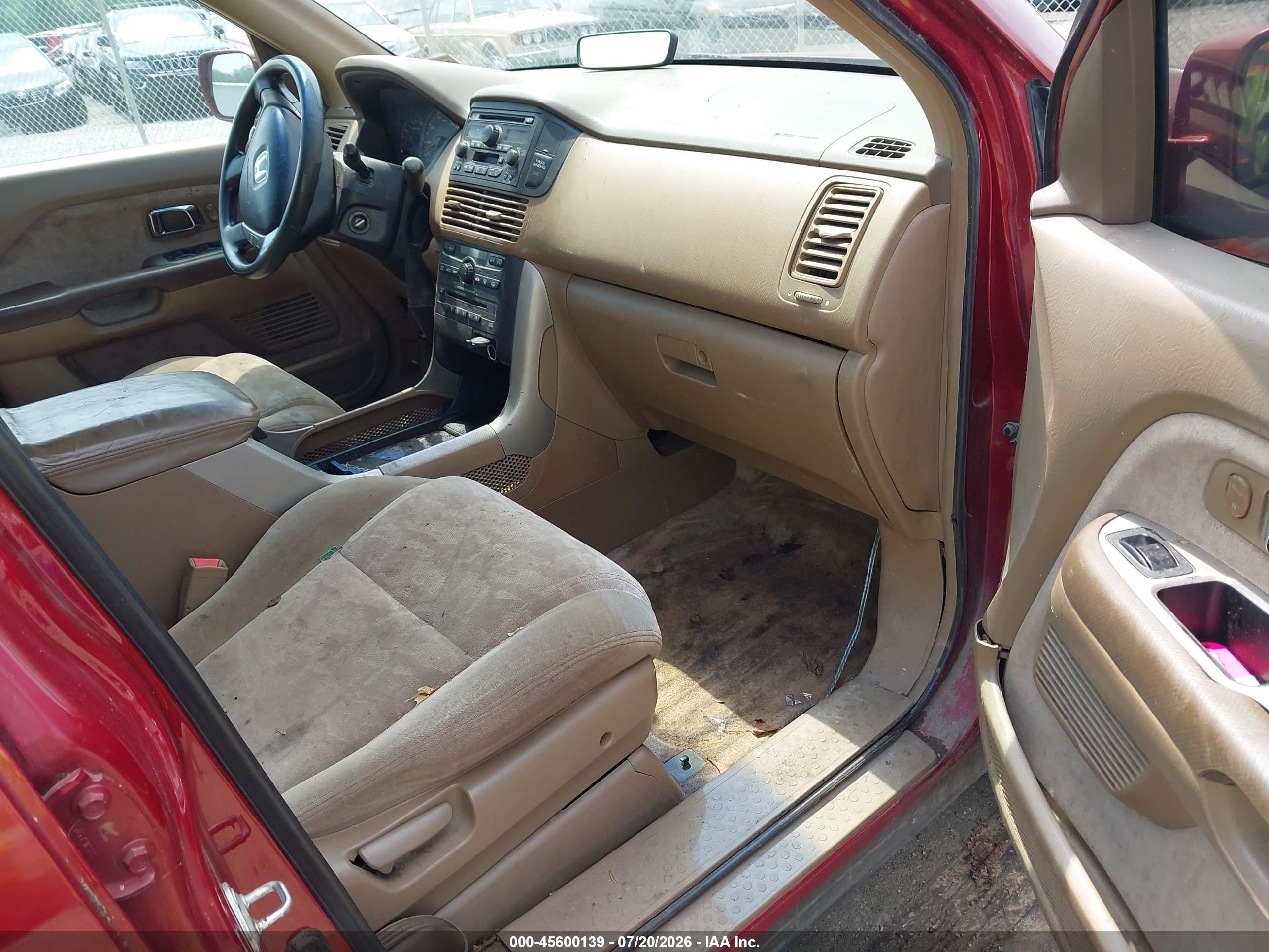 2005 Honda Pilot Ex Burgundy vin: 5FNYF18465B020048