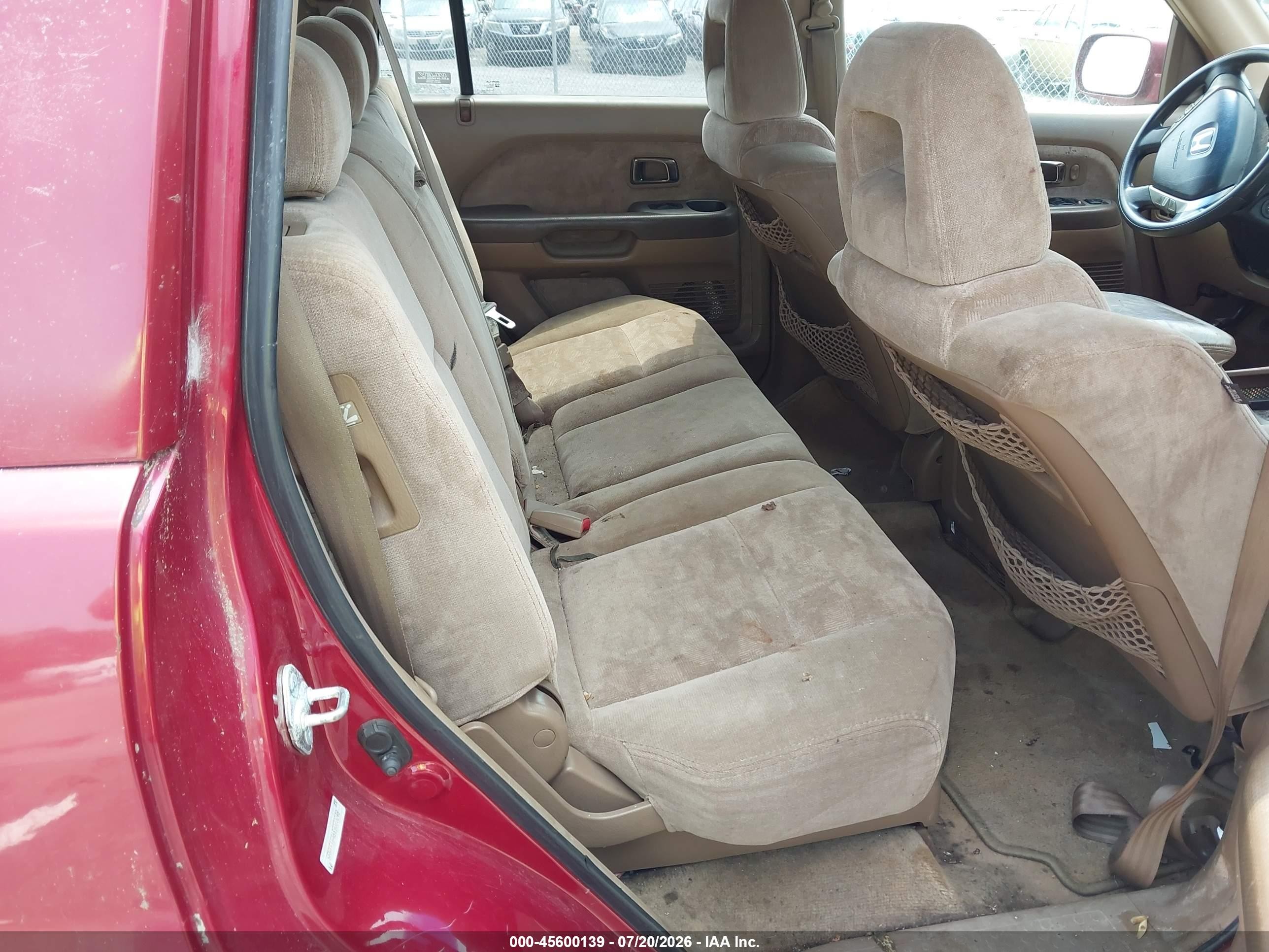 2005 Honda Pilot Ex Burgundy vin: 5FNYF18465B020048