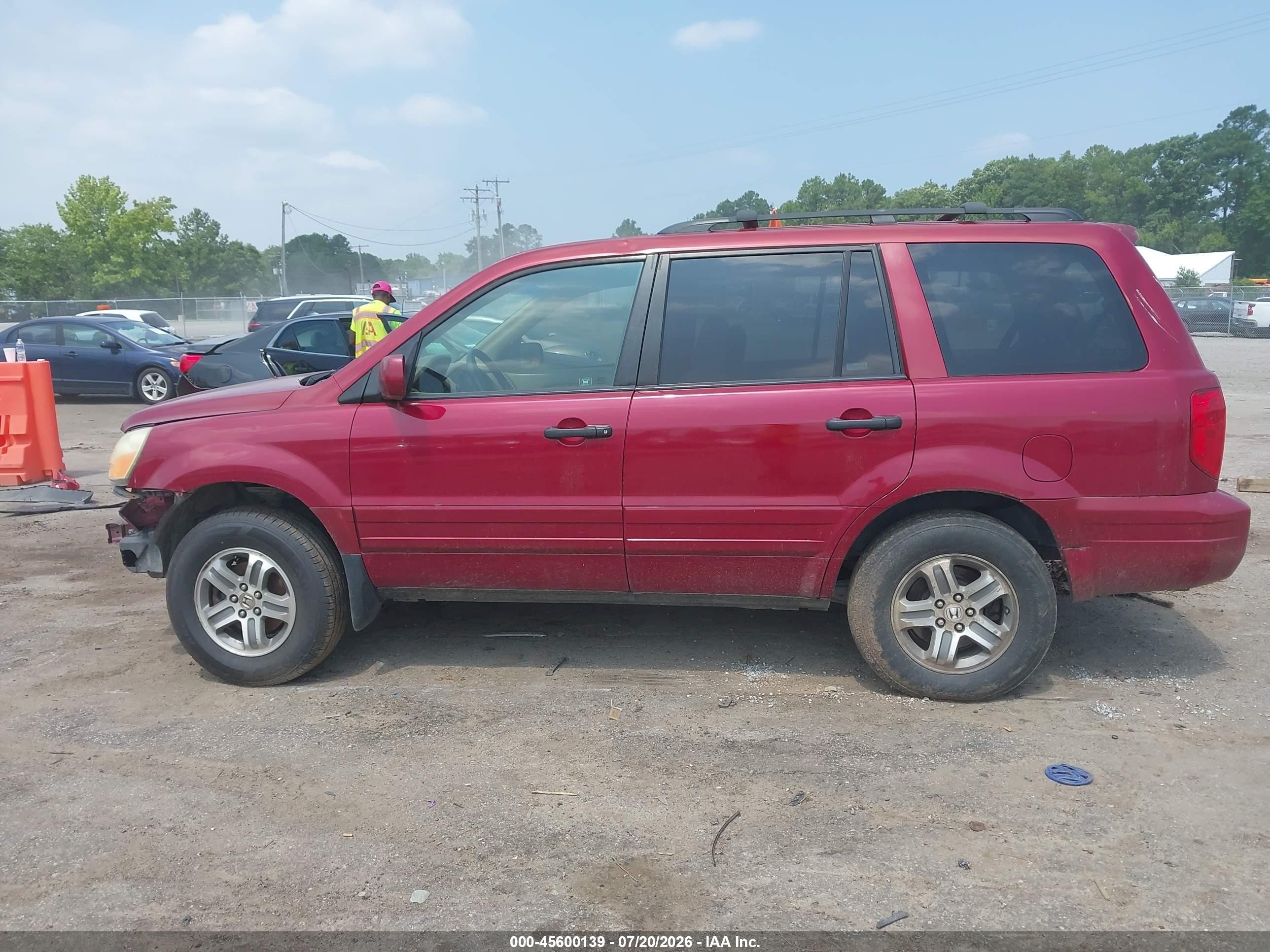 2005 Honda Pilot Ex Burgundy vin: 5FNYF18465B020048