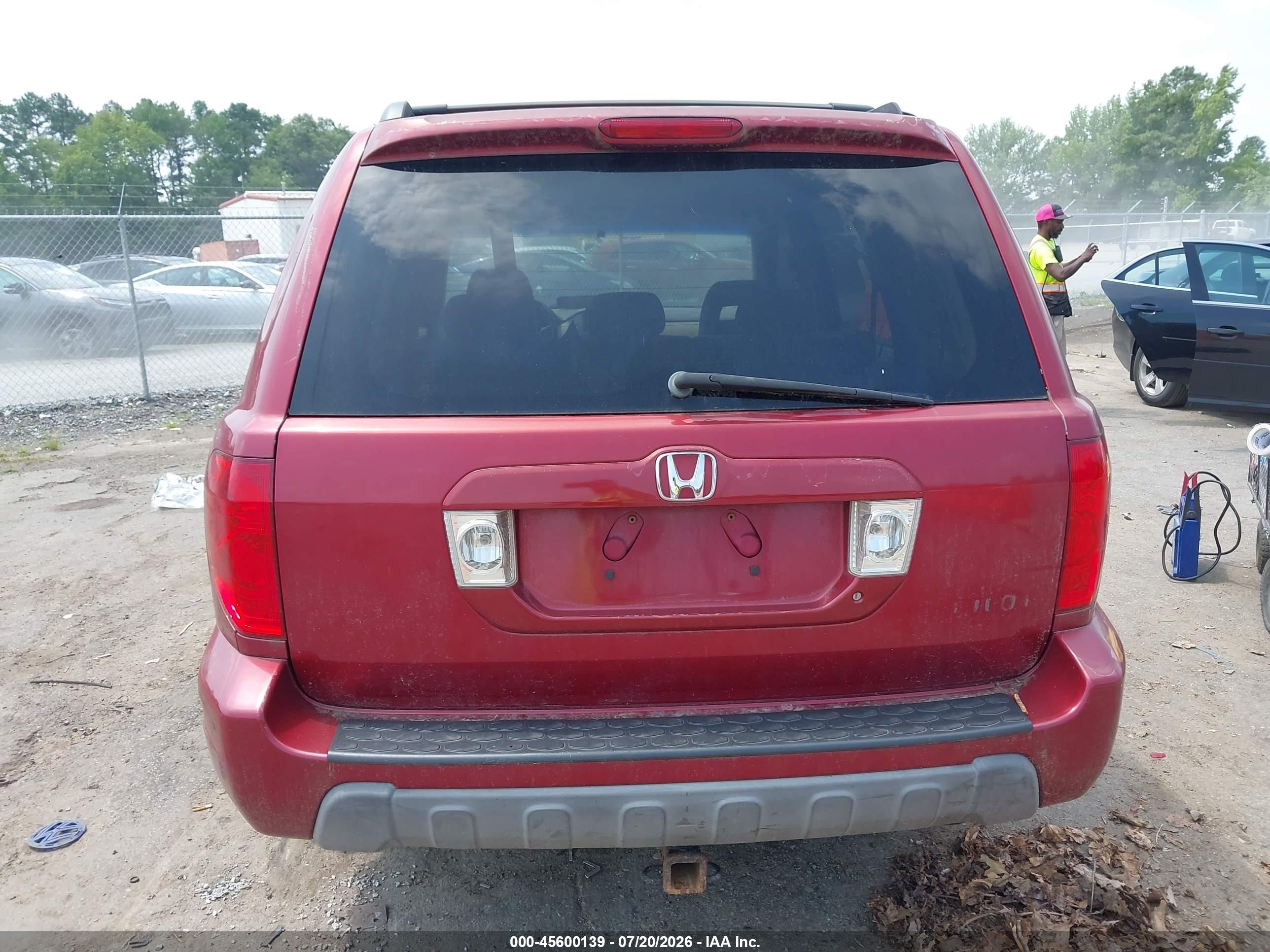 2005 Honda Pilot Ex Burgundy vin: 5FNYF18465B020048