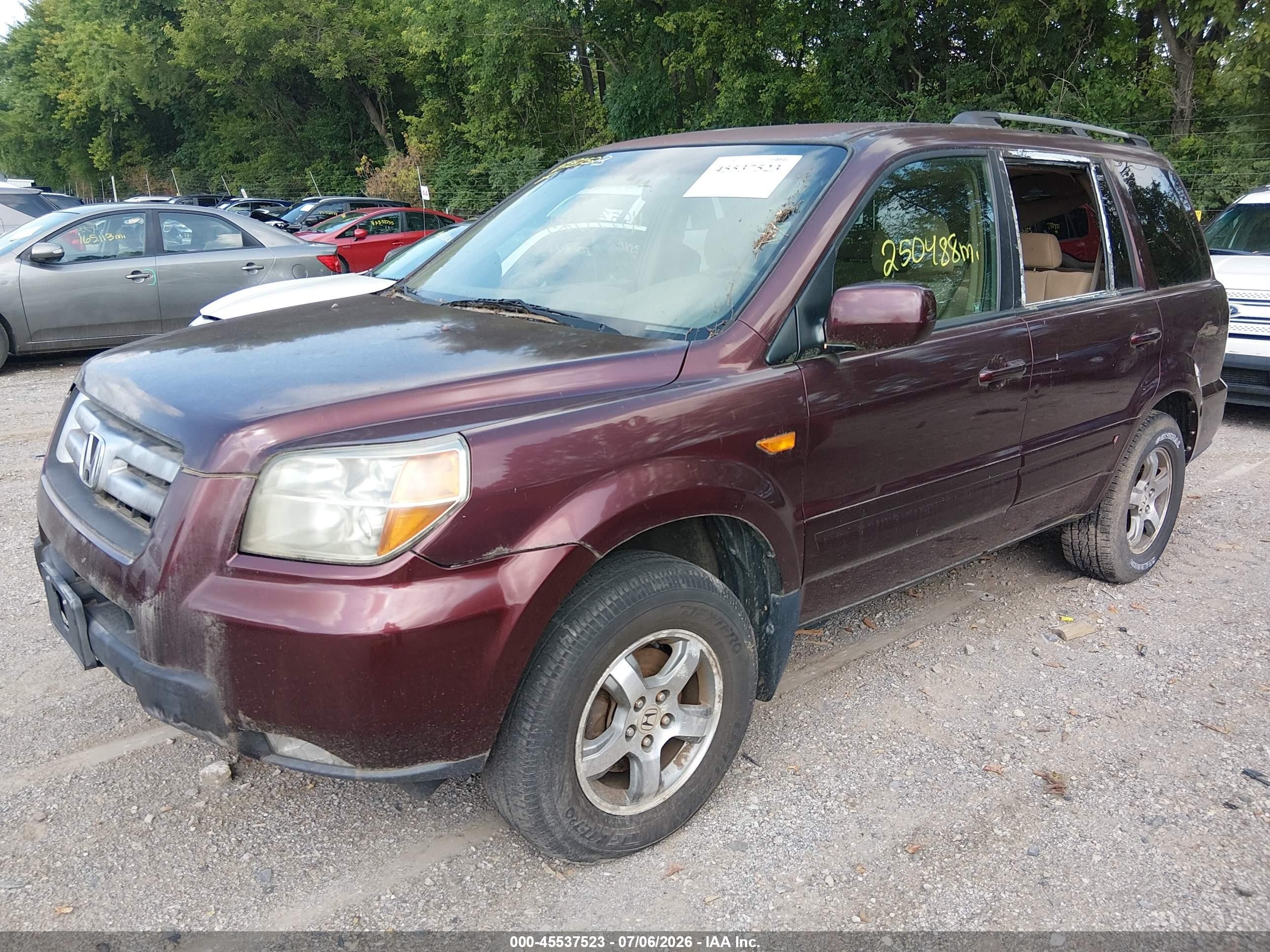 2007 Honda Pilot Ex Purple vin: 5FNYF18467B005651