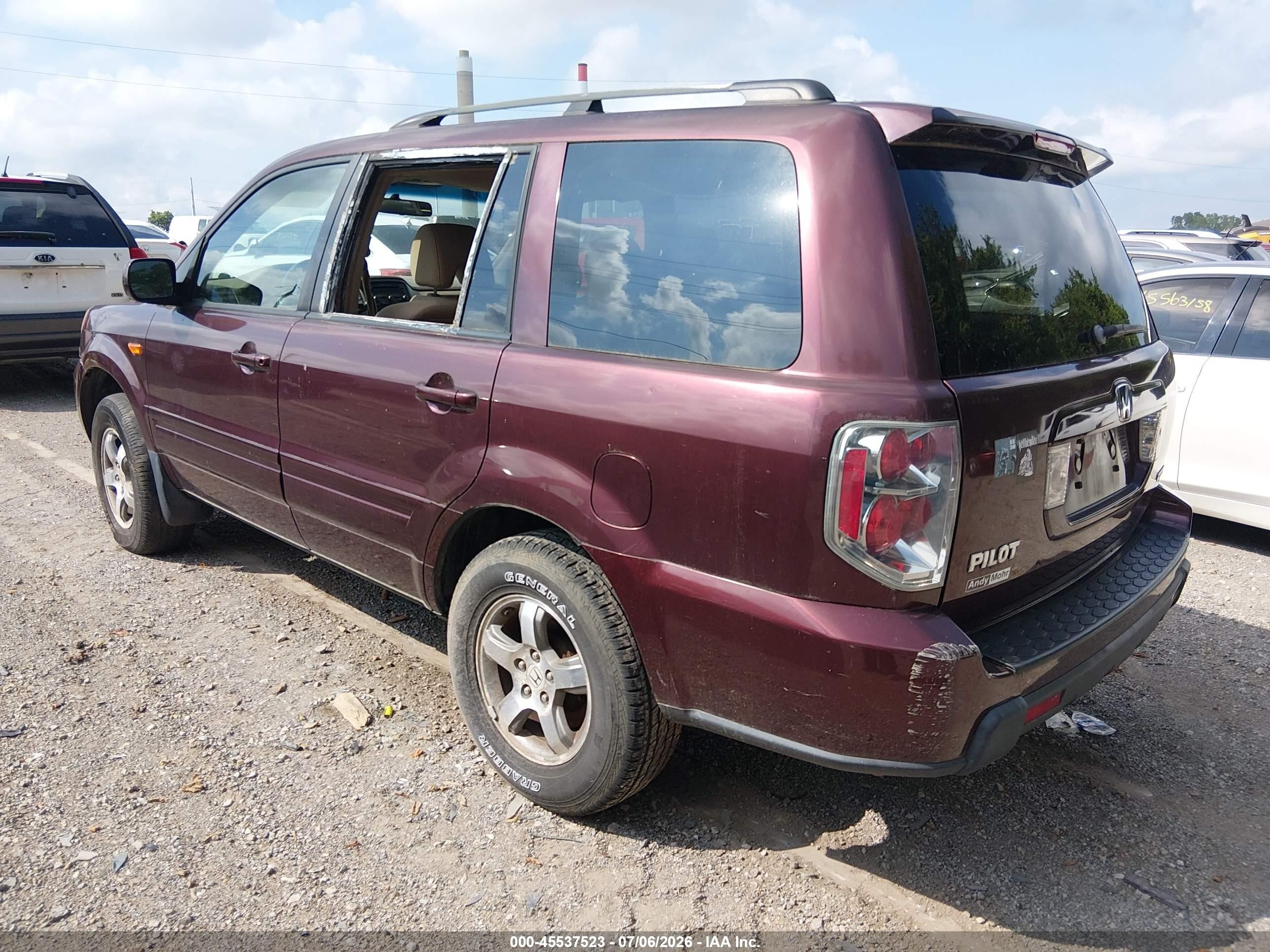 2007 Honda Pilot Ex Purple vin: 5FNYF18467B005651
