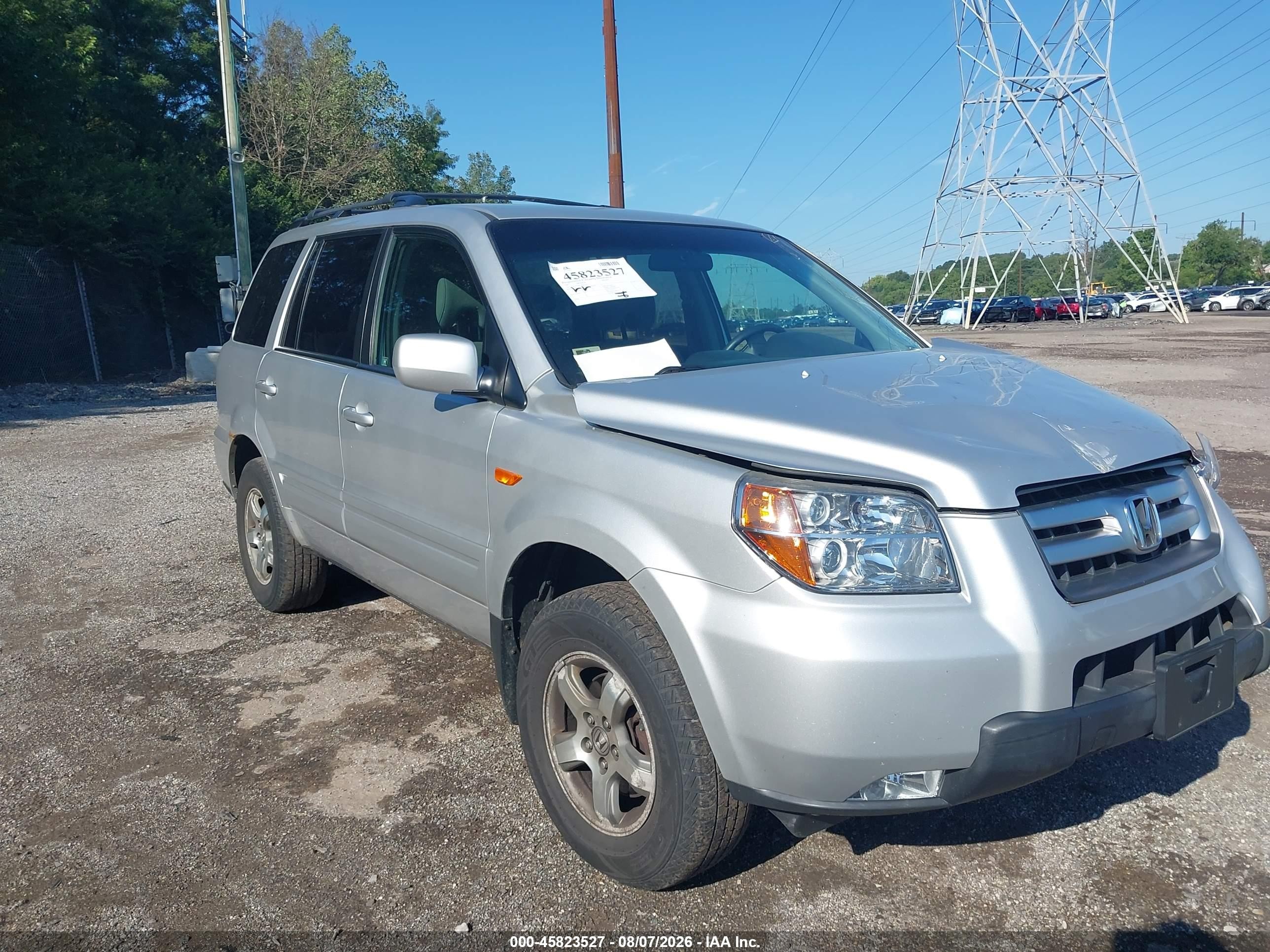 2007 Honda Pilot Ex Silver vin: 5FNYF18467B033272