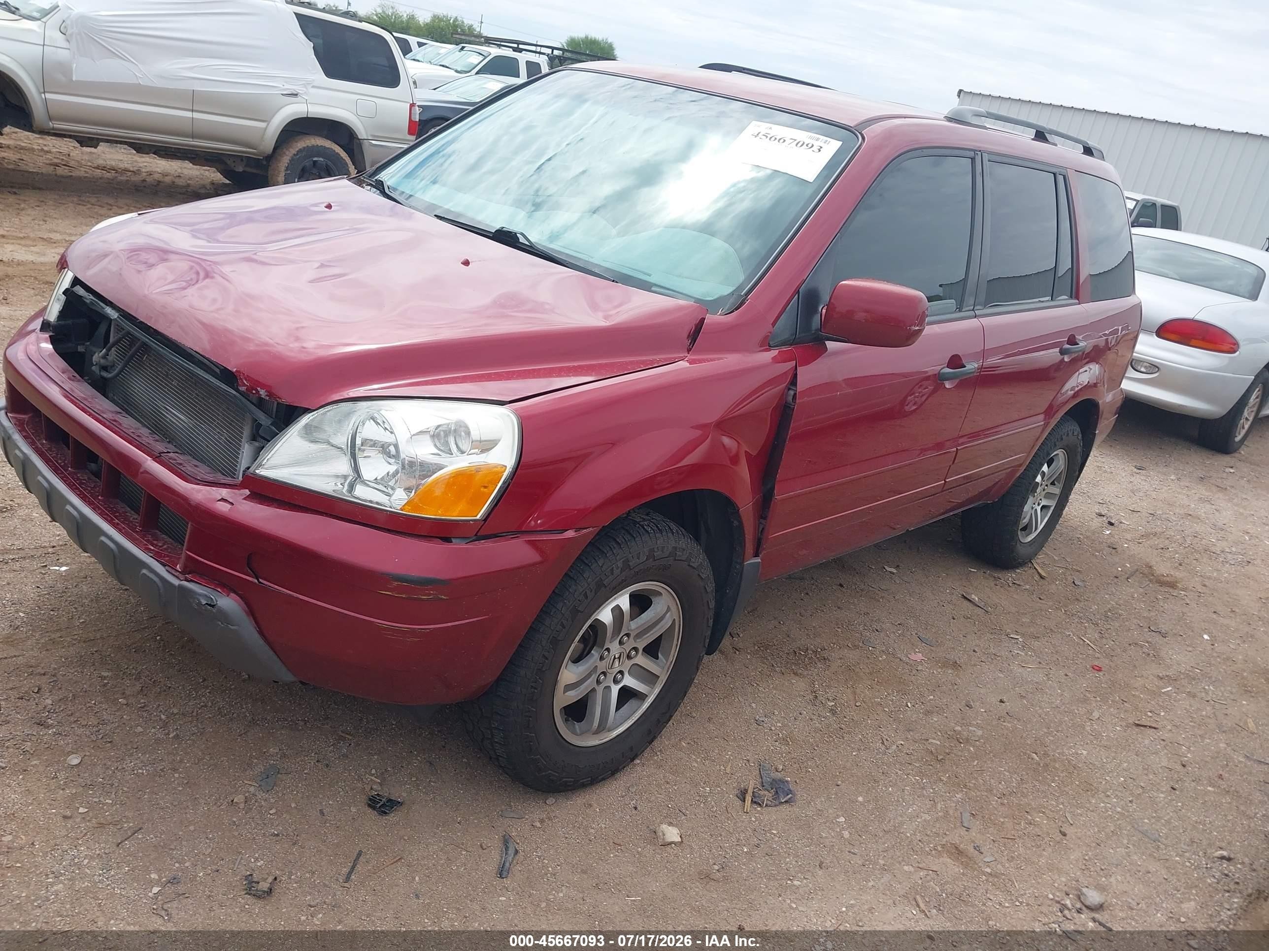 2005 Honda Pilot Ex Red vin: 5FNYF18475B056783