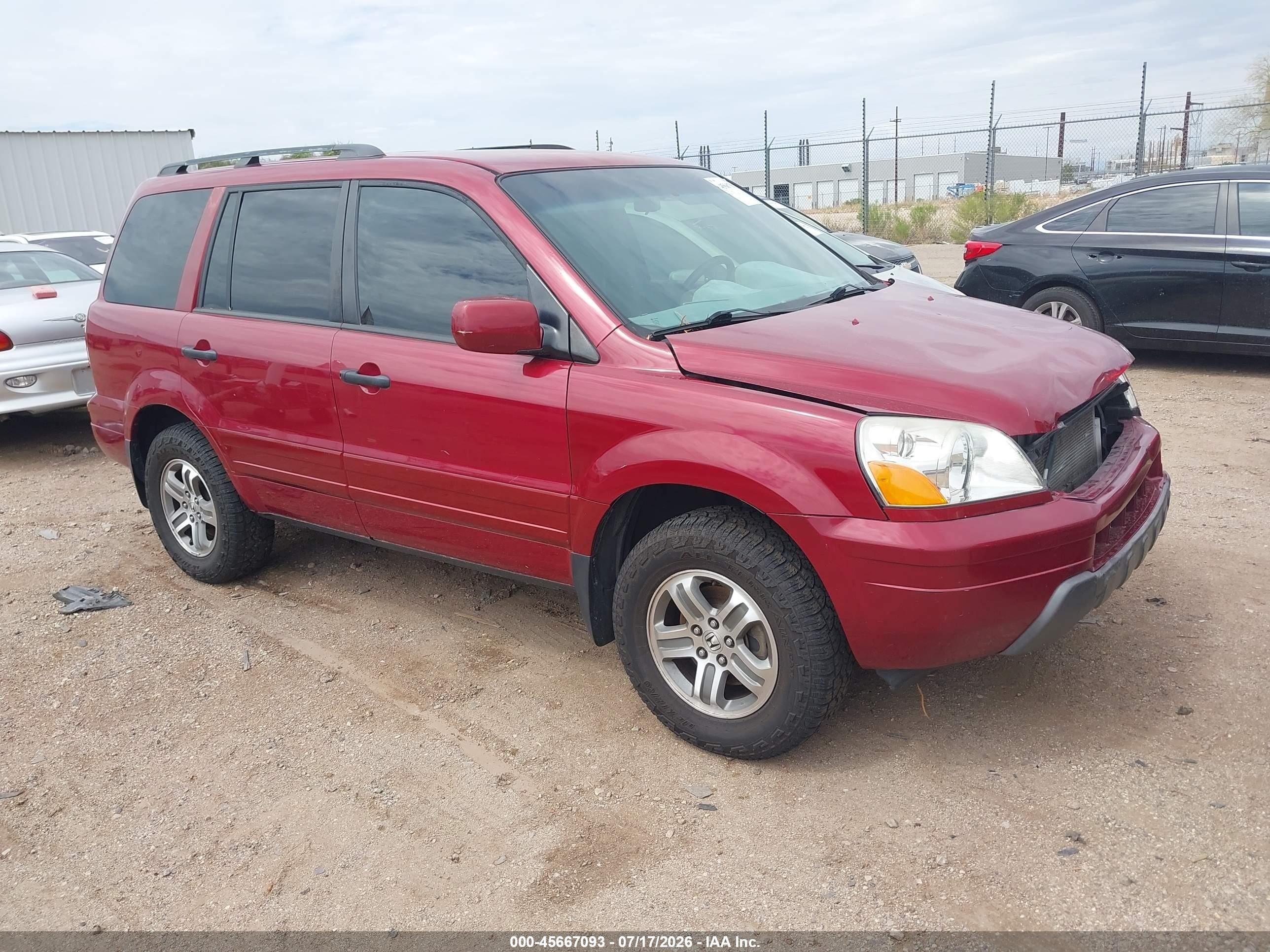 2005 Honda Pilot Ex Red vin: 5FNYF18475B056783