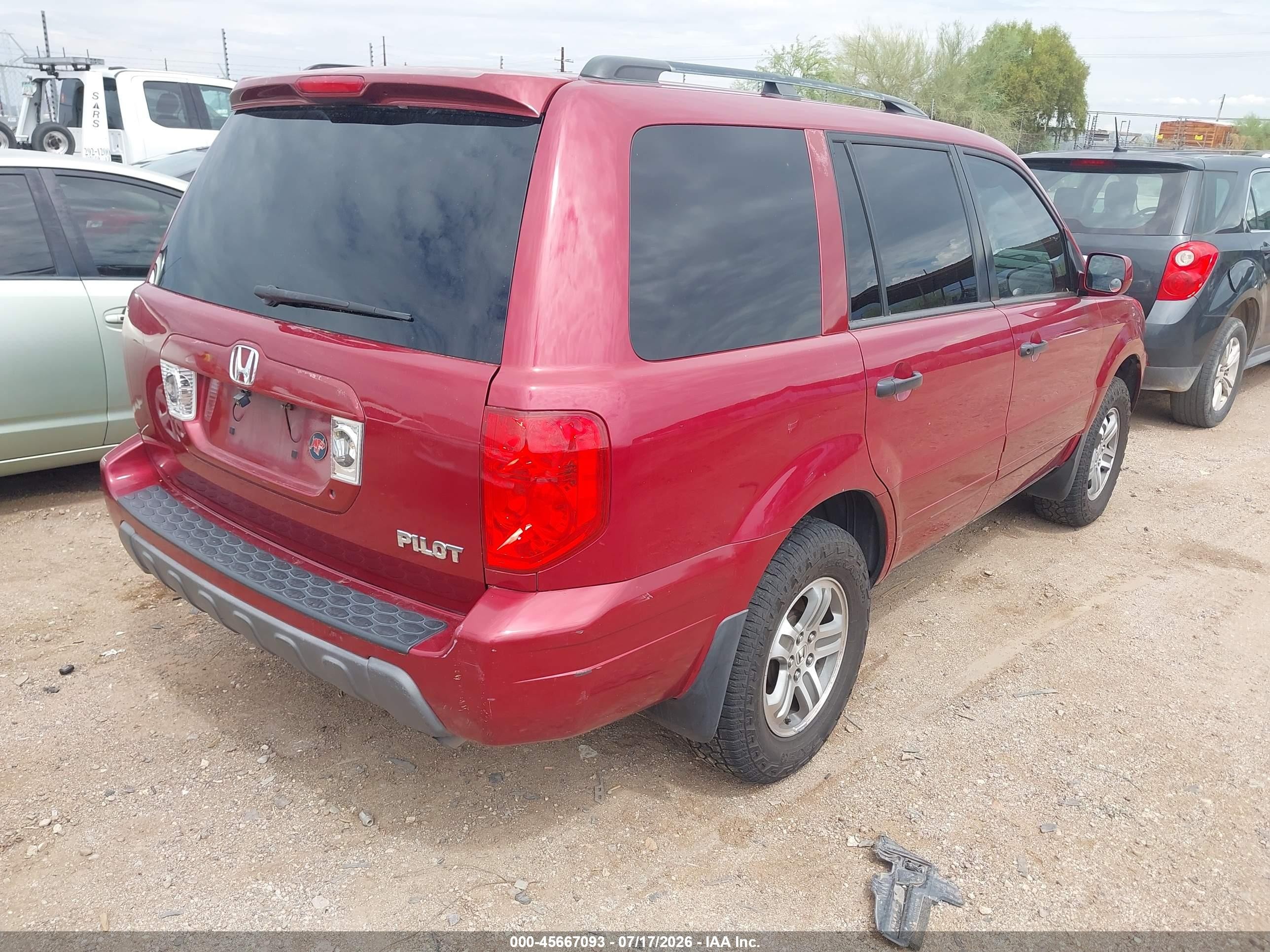 2005 Honda Pilot Ex Red vin: 5FNYF18475B056783