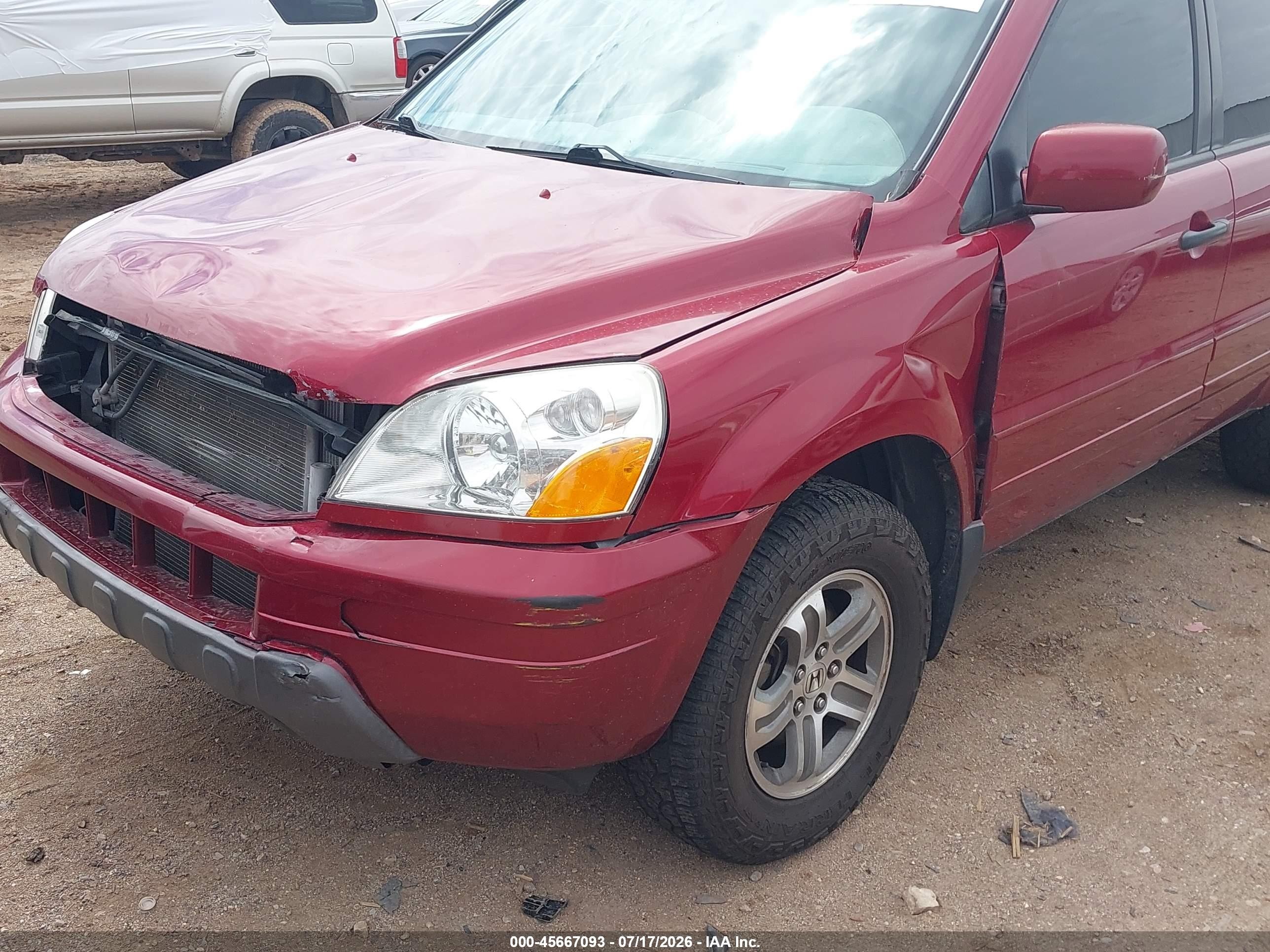 2005 Honda Pilot Ex Red vin: 5FNYF18475B056783
