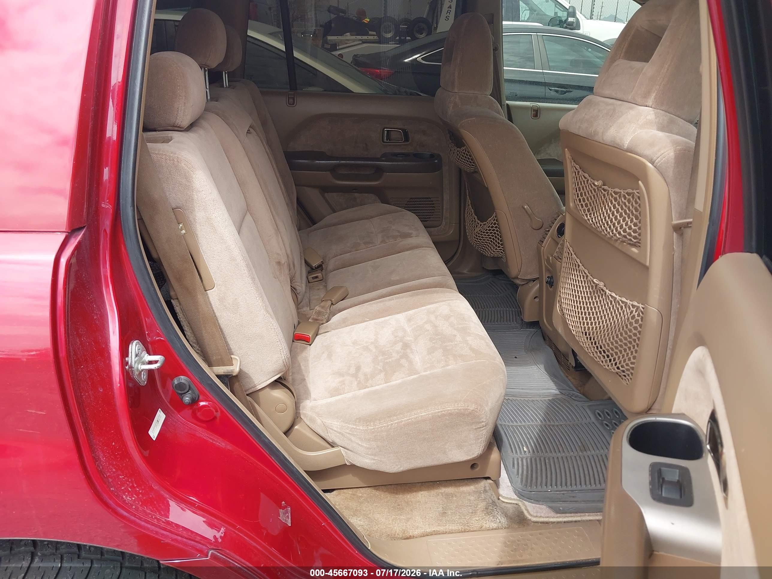 2005 Honda Pilot Ex Red vin: 5FNYF18475B056783