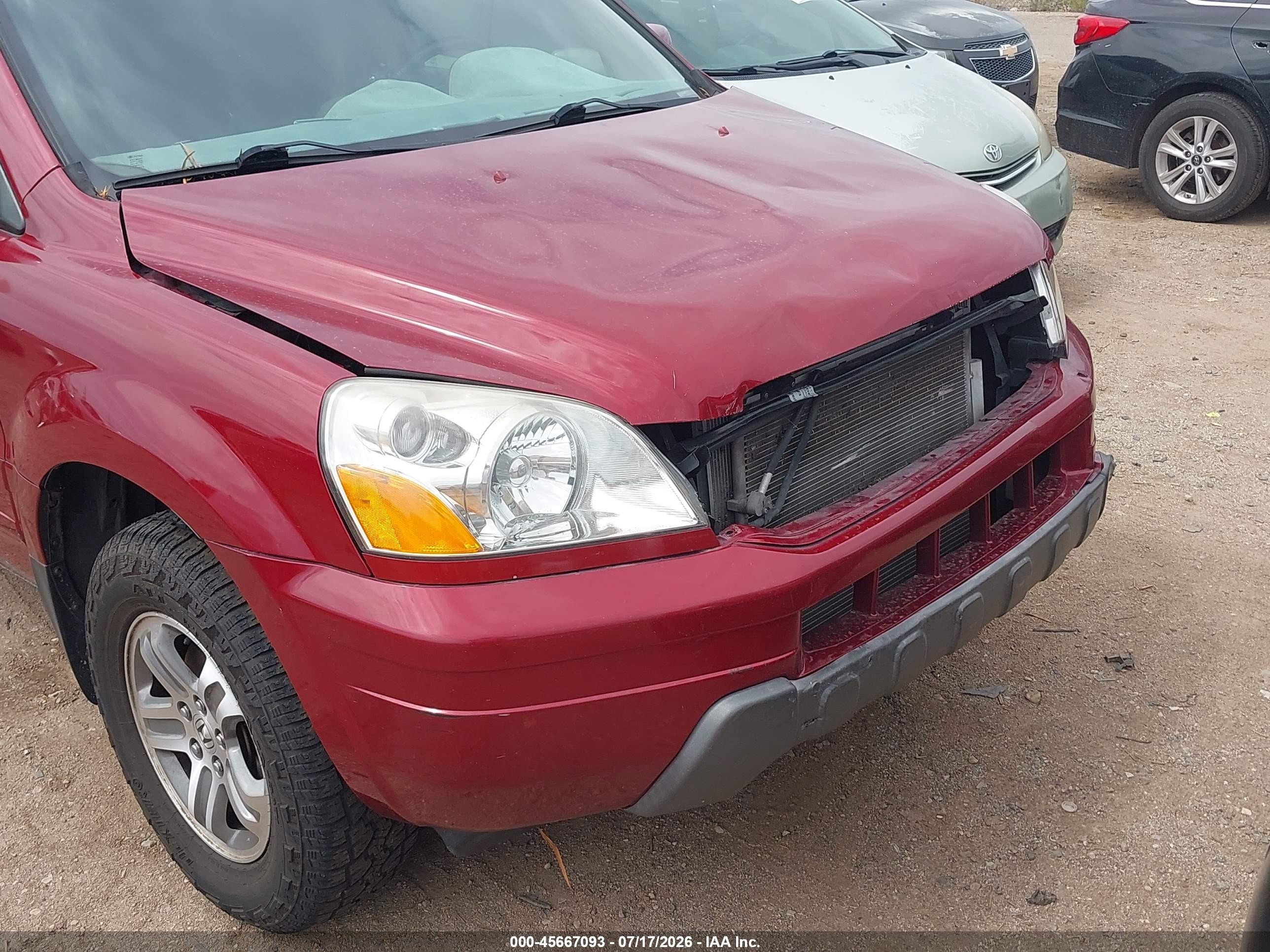 2005 Honda Pilot Ex Red vin: 5FNYF18475B056783