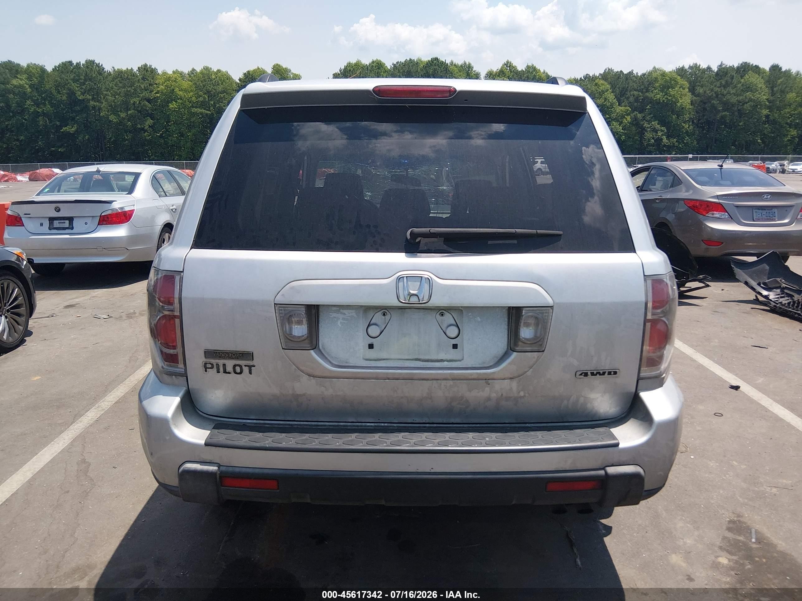2006 Honda Pilot Ex Silver vin: 5FNYF18476B024935