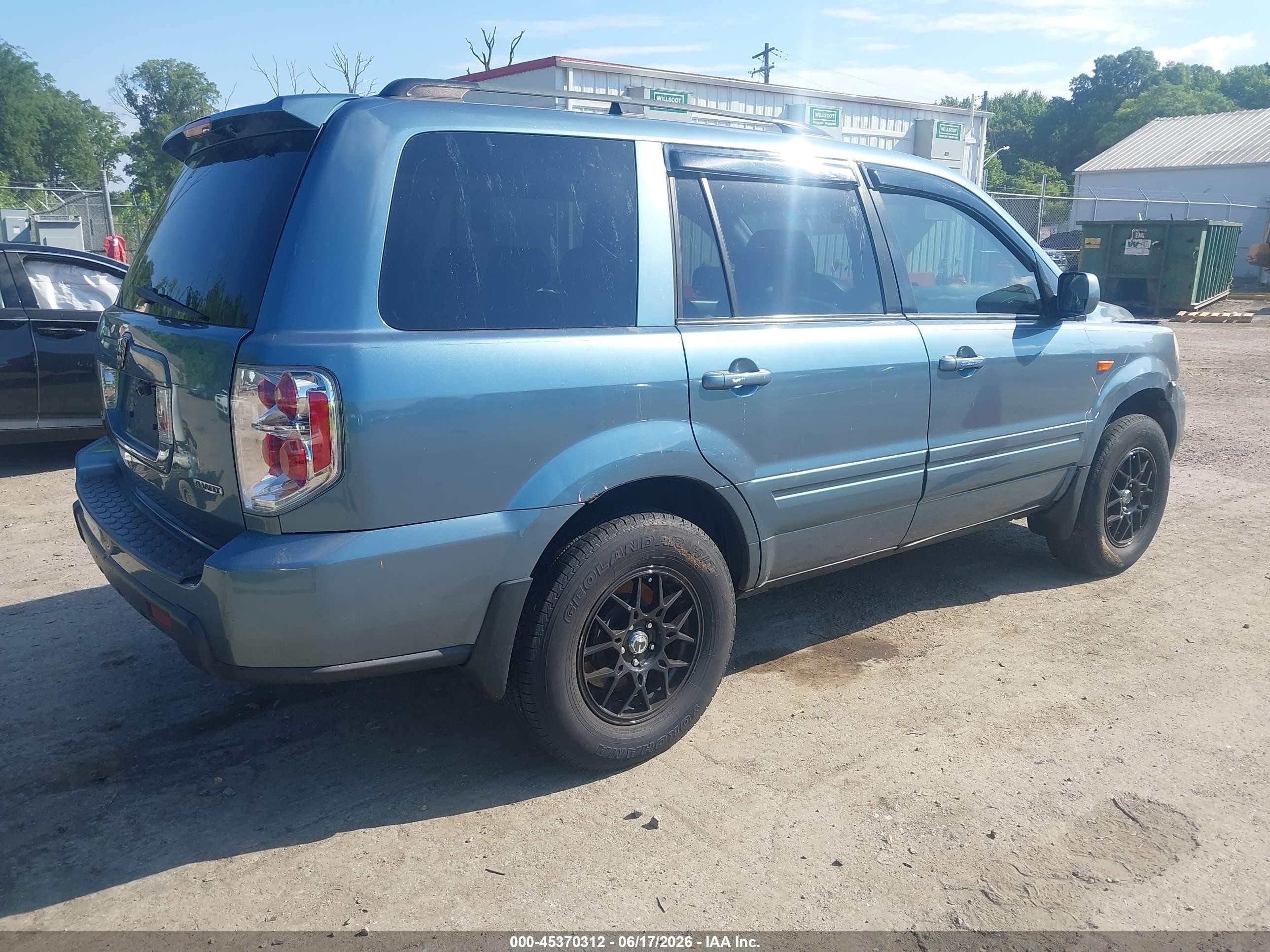 2007 Honda Pilot Ex Blue vin: 5FNYF18477B003598