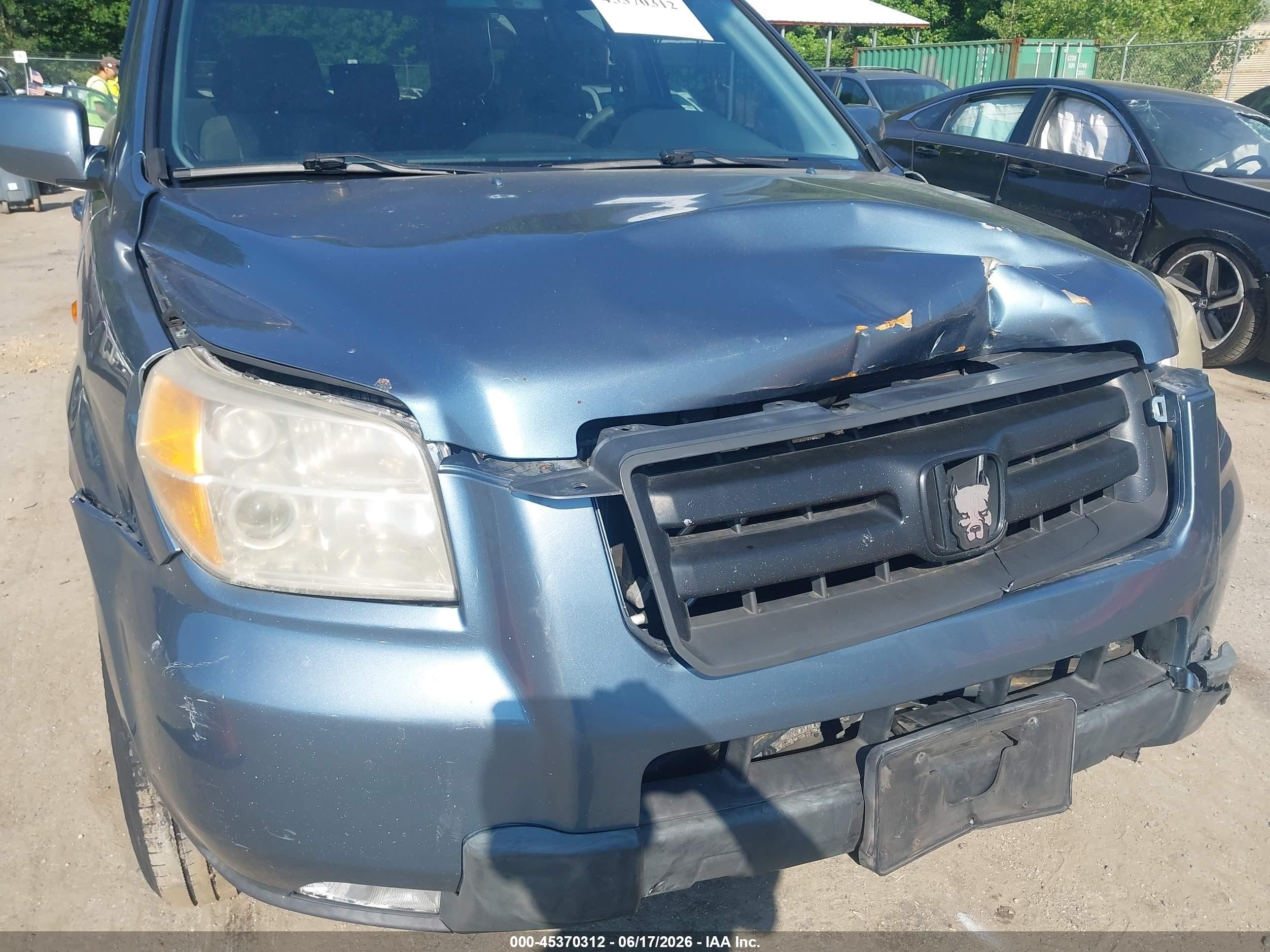 2007 Honda Pilot Ex Blue vin: 5FNYF18477B003598