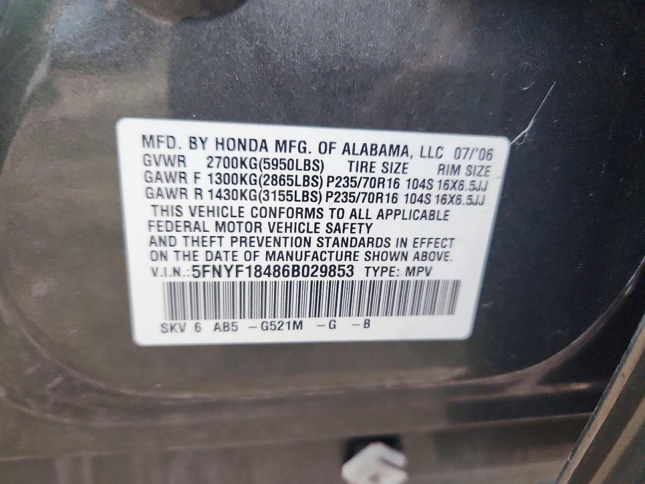 2006 Honda Pilot Ex Зеленый vin: 5FNYF18486B029853